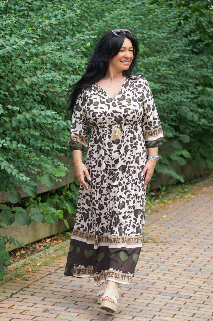 Langes Kleid mit Print “St.Tropez“, khaki
