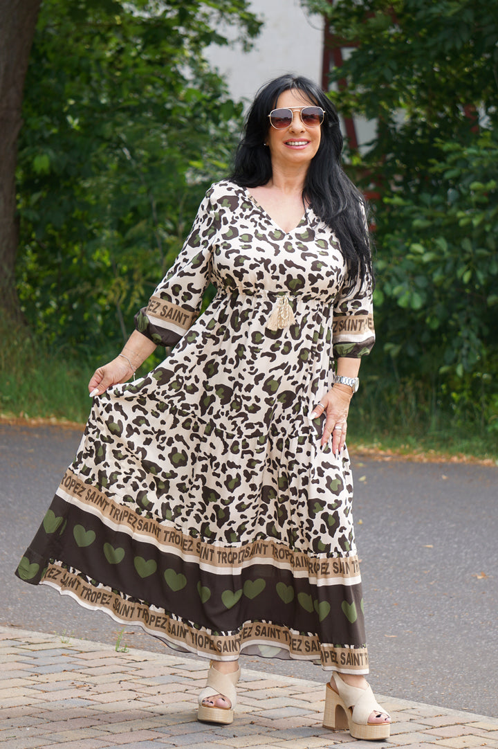 Langes Kleid mit Print “St.Tropez“, khaki