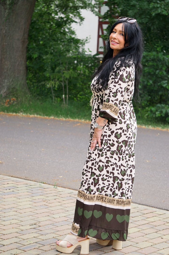 Langes Kleid mit Print “St.Tropez“, khaki