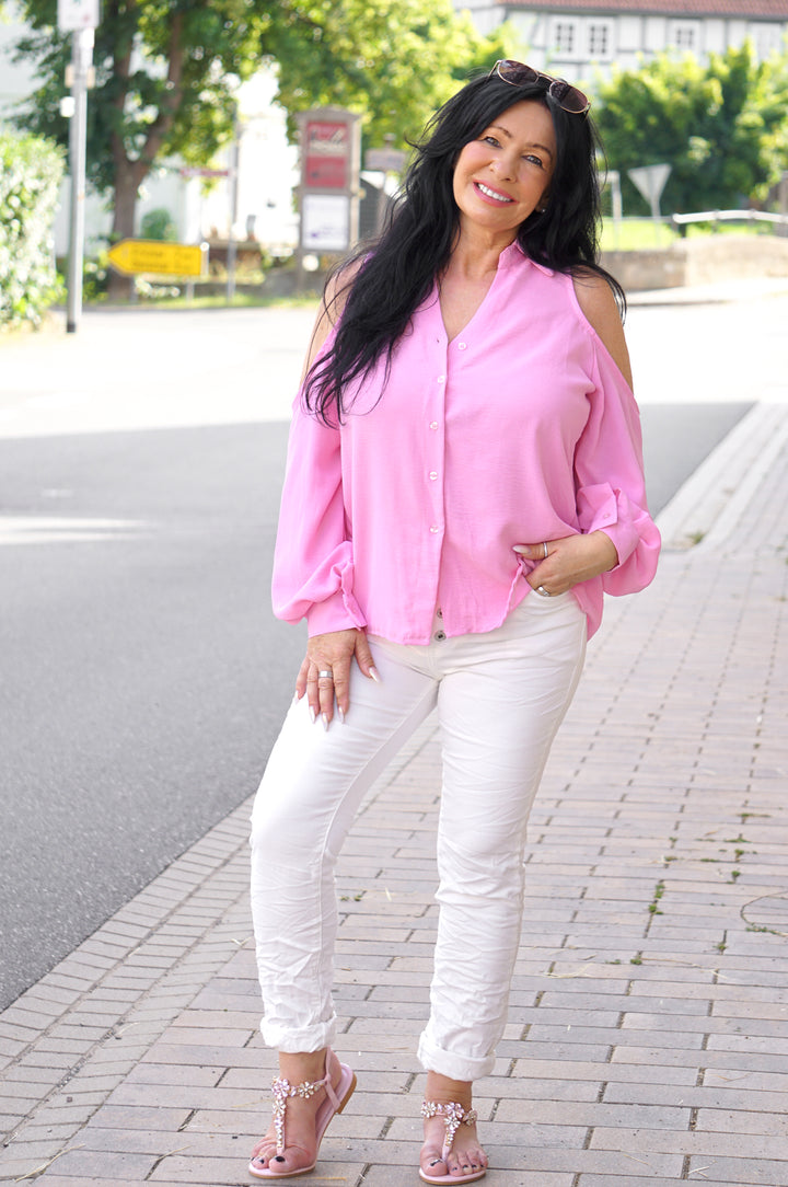 Bluse mit Cut-Outs, candy pink