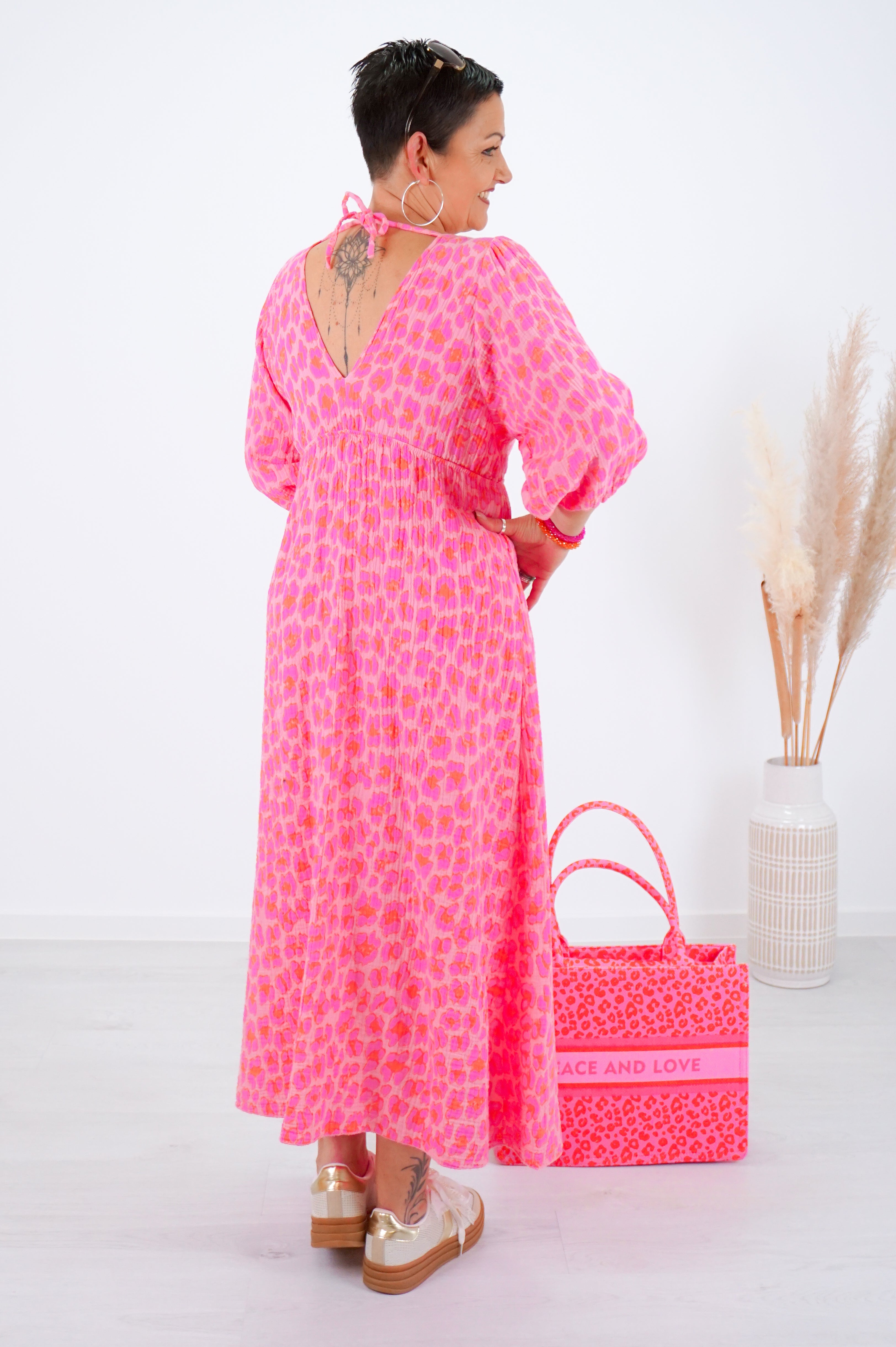 Musselin Kleid "Leo", rosa/candy pink