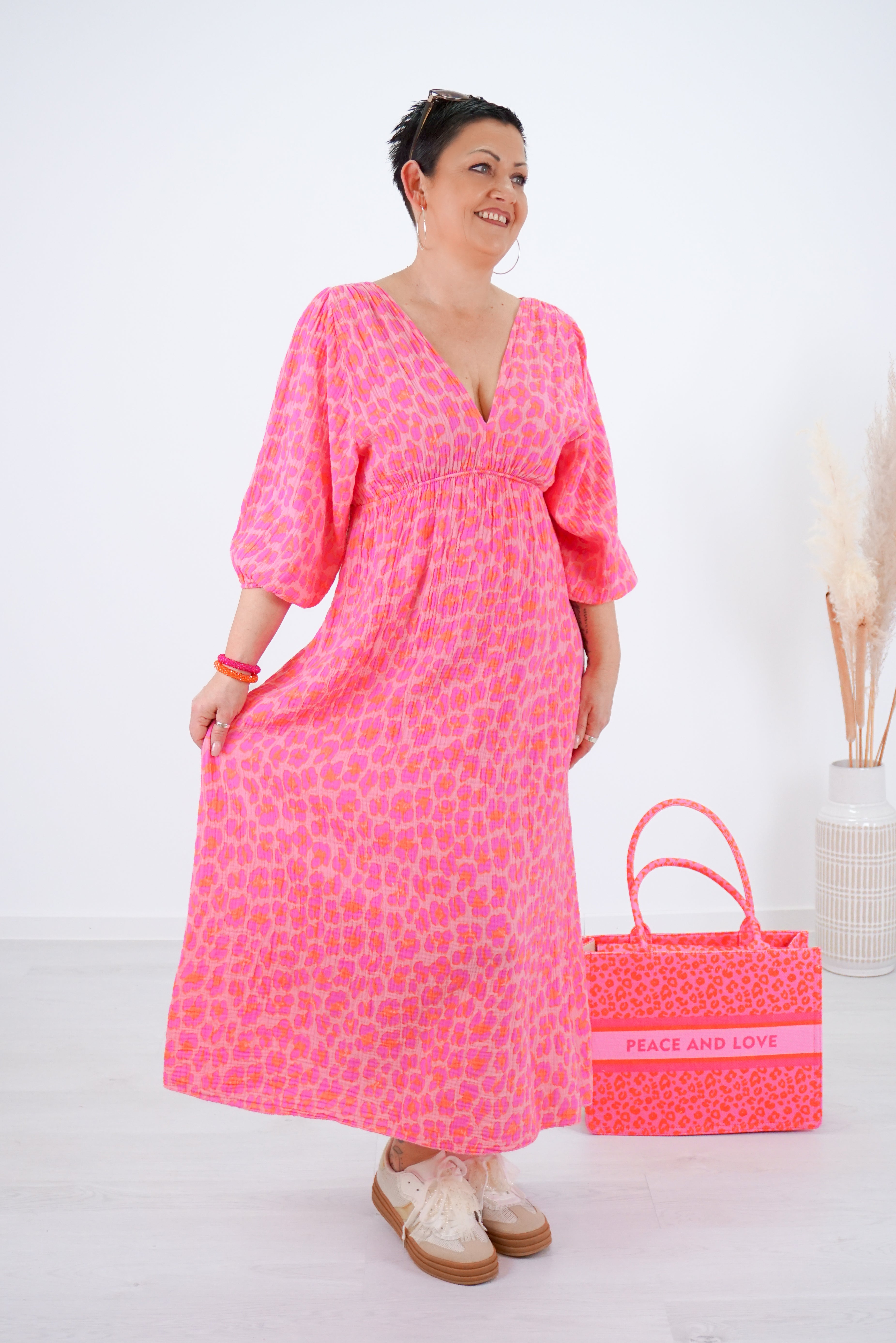 Musselin Kleid "Leo", rosa/candy pink