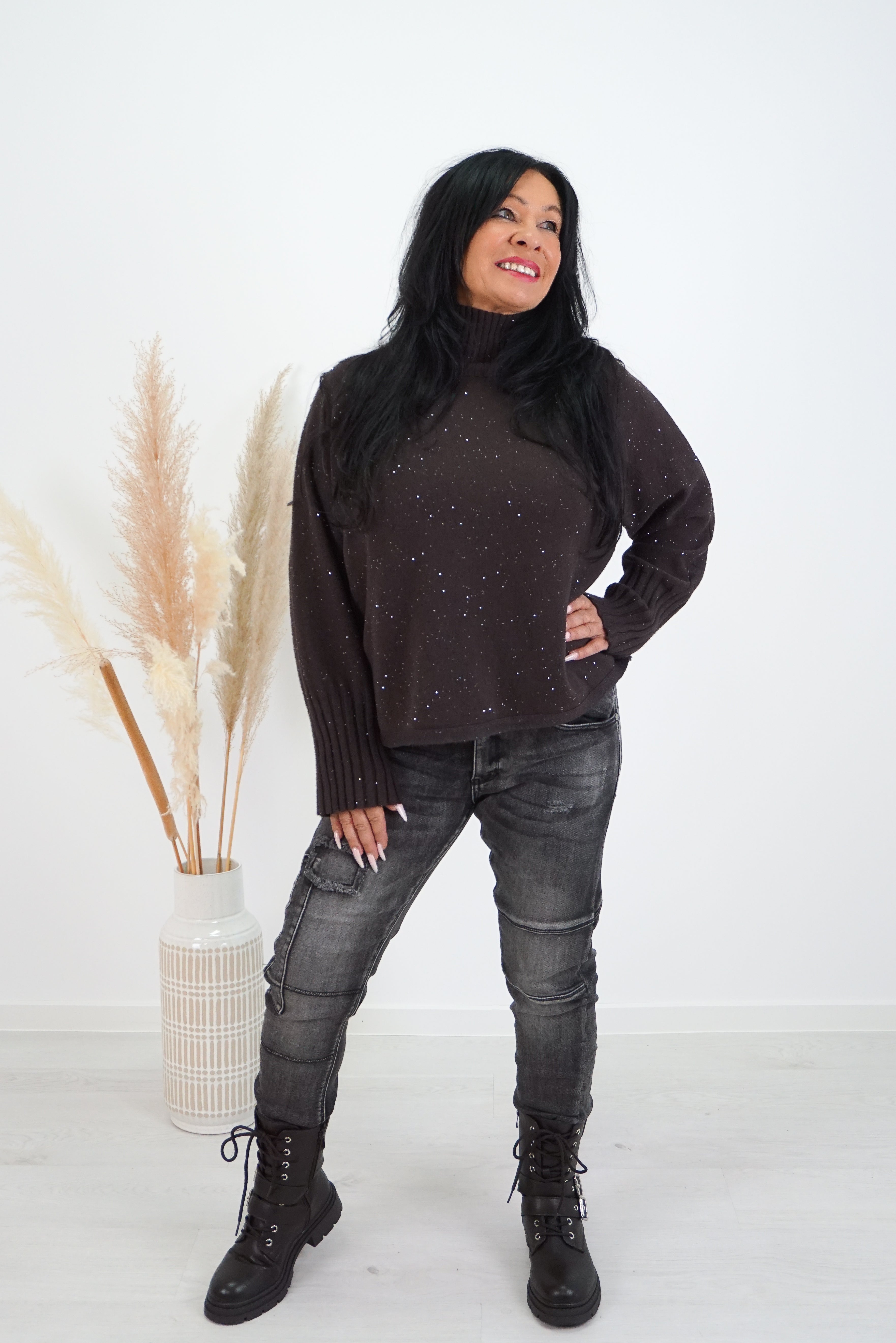 Geschnürte Stiefelette "Style", schokobraun