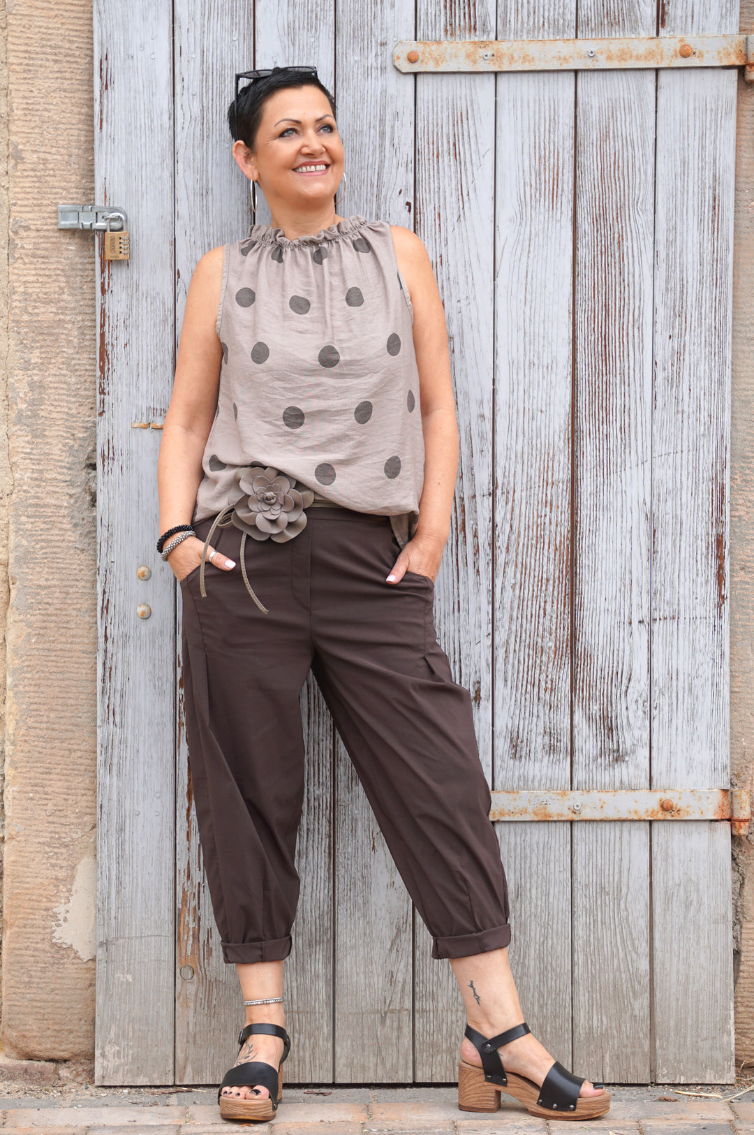 Bindegürtel "Flower", taupe