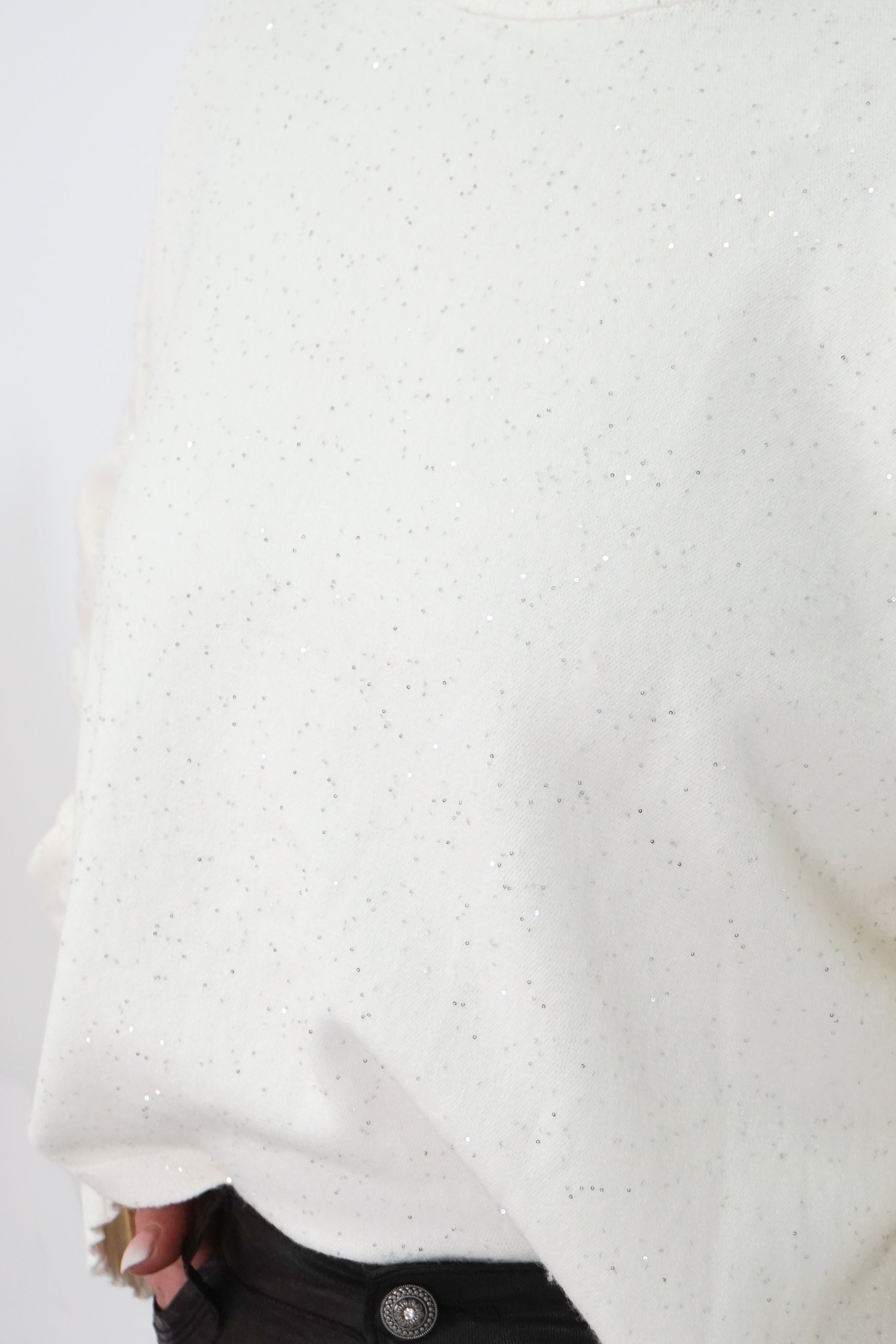 Feinstrickpulli mit Stehkragen „sparkle“, creme