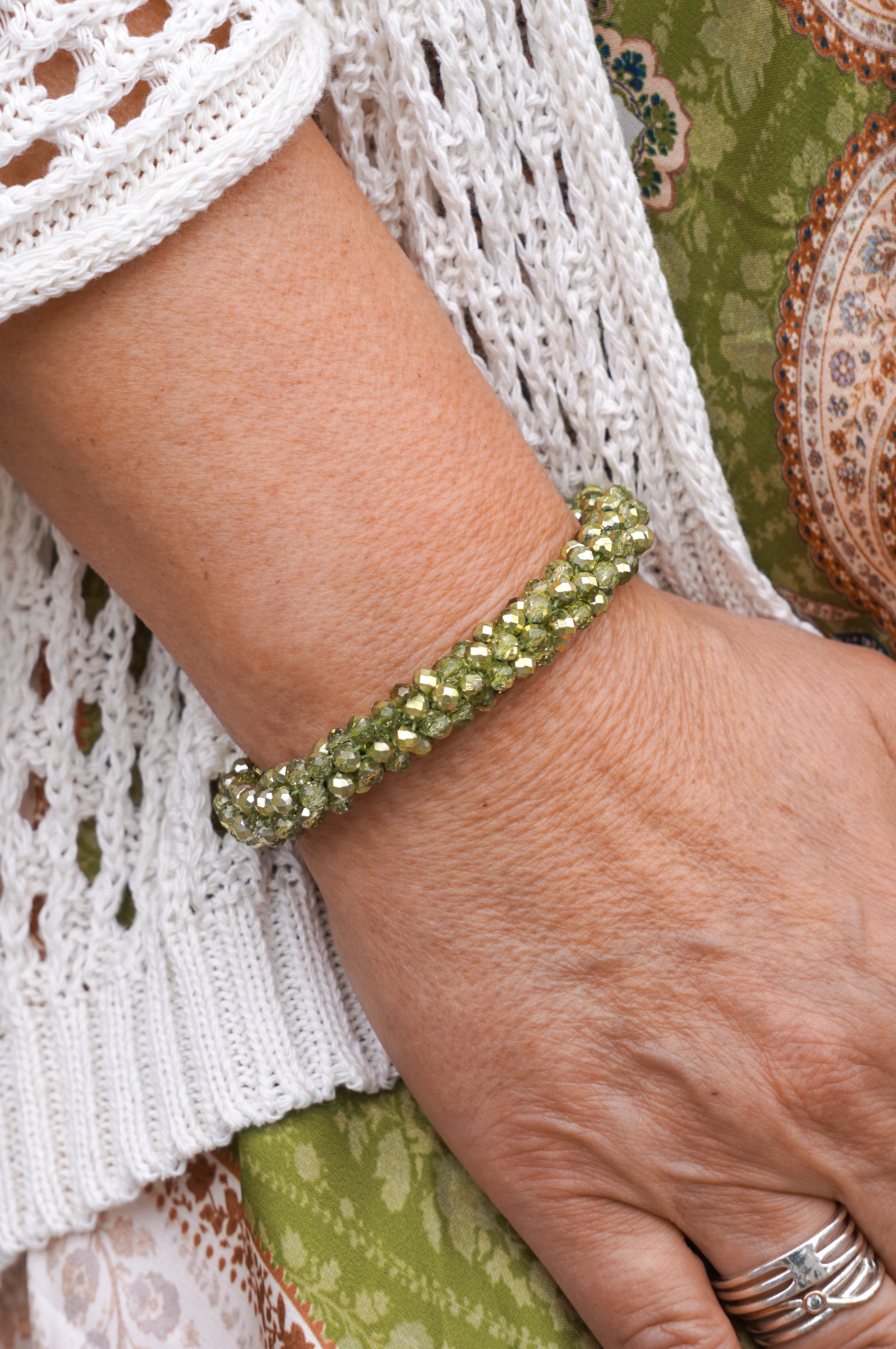 Perlenarmband, grün