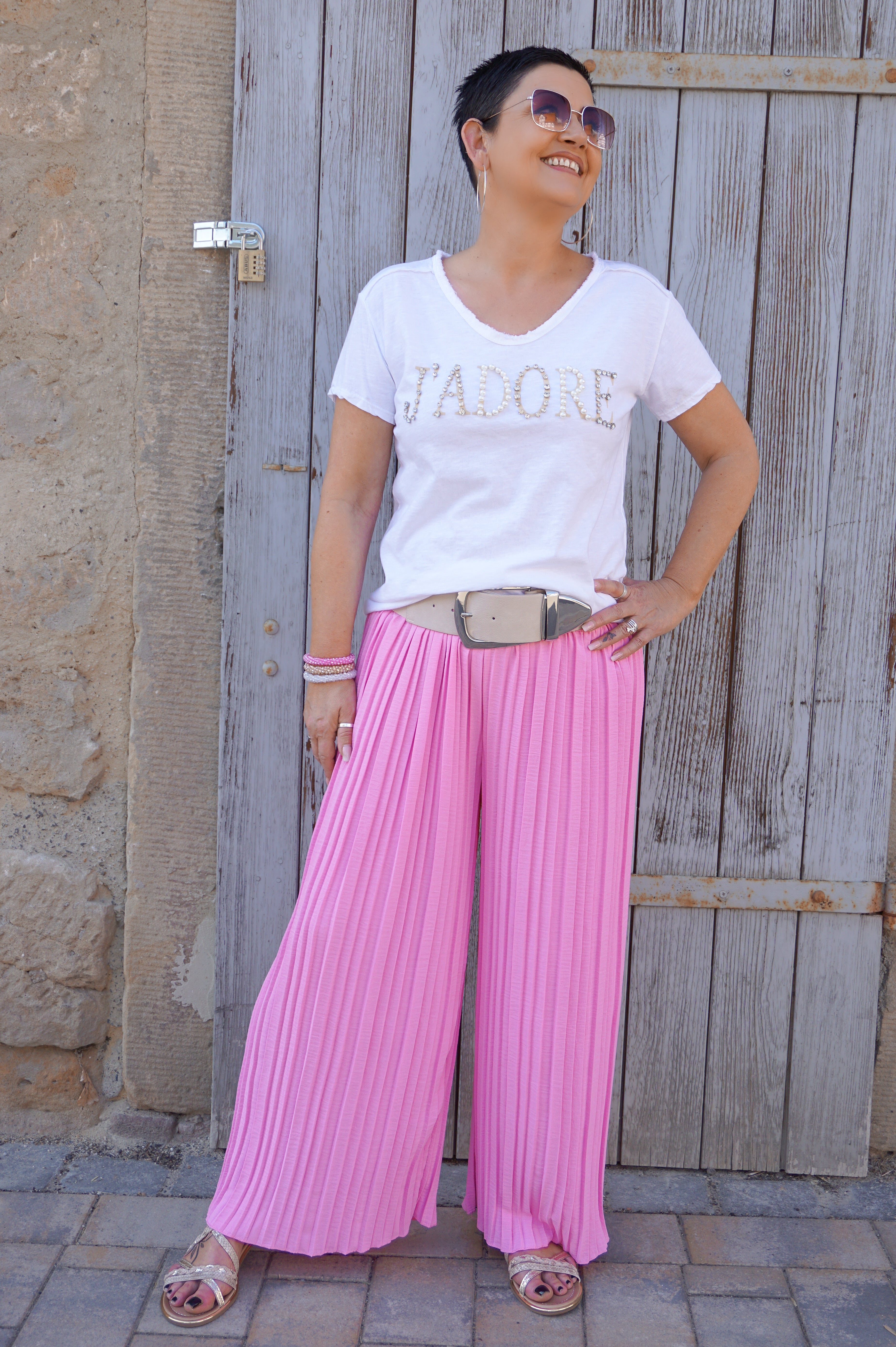 Plissee Hose, candy pink