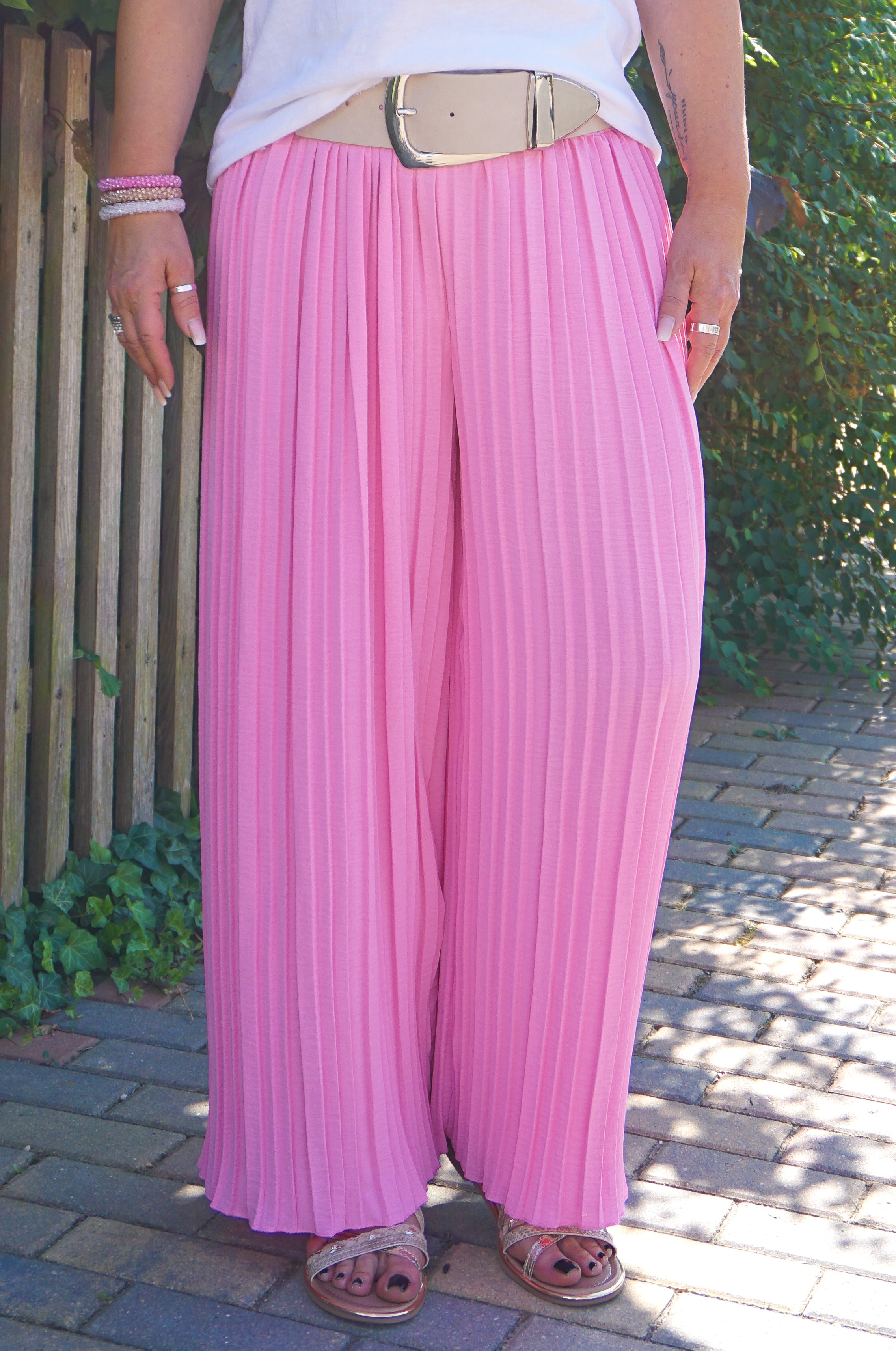 Plissee Hose, candy pink