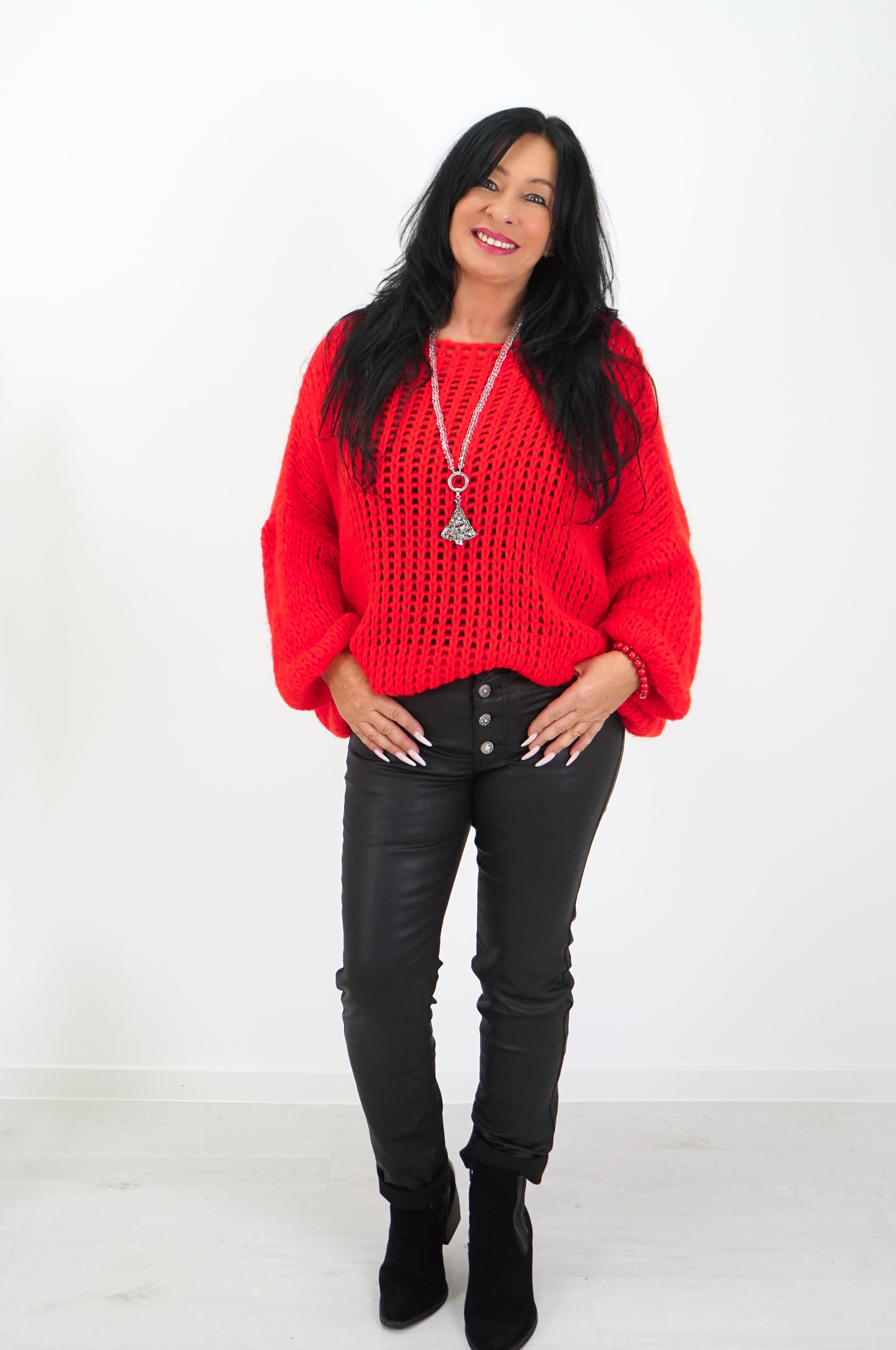 Jewelly Lederimitat Hose, schwarz