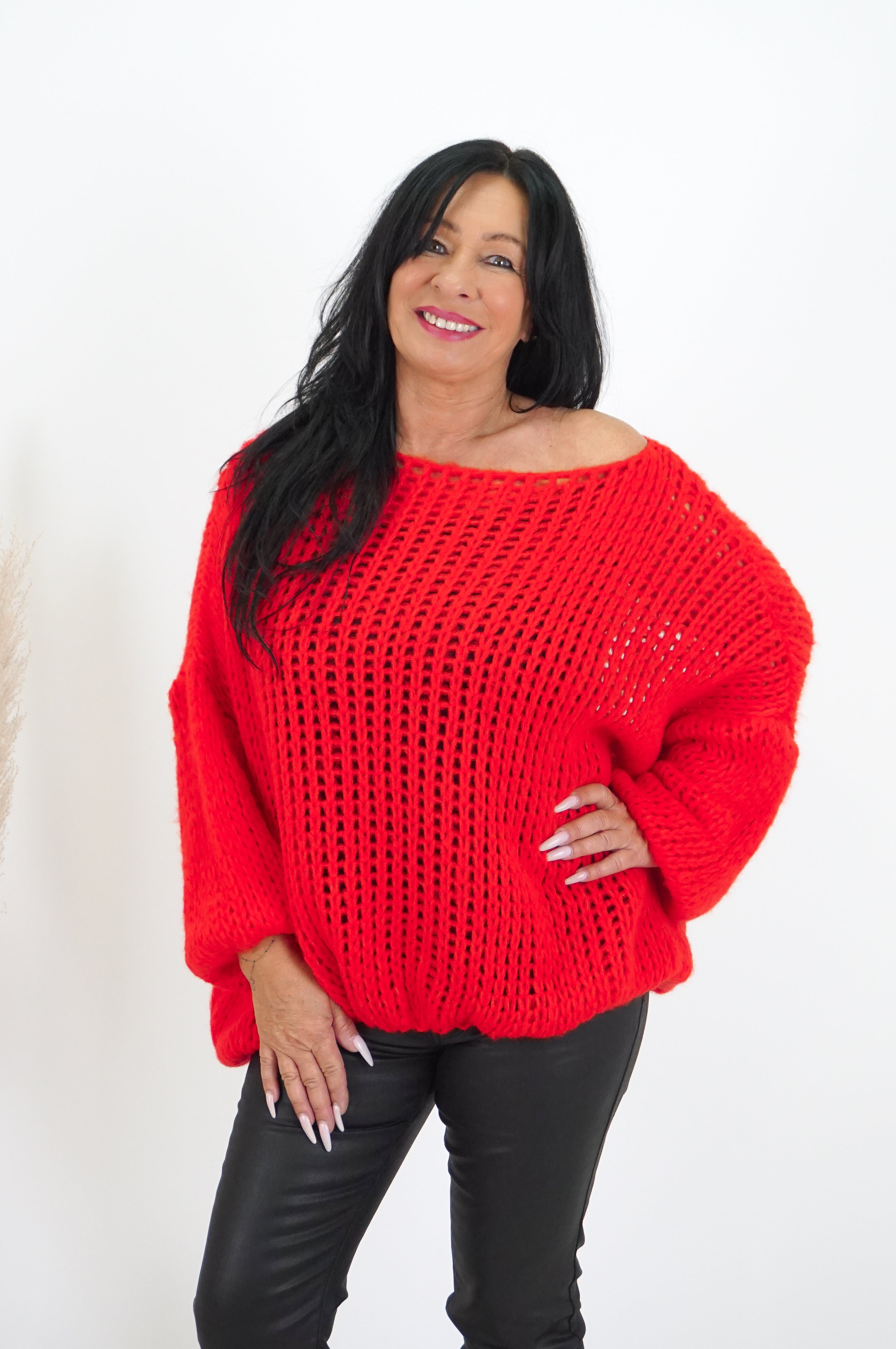 Grober Basic Strickpulli, rot