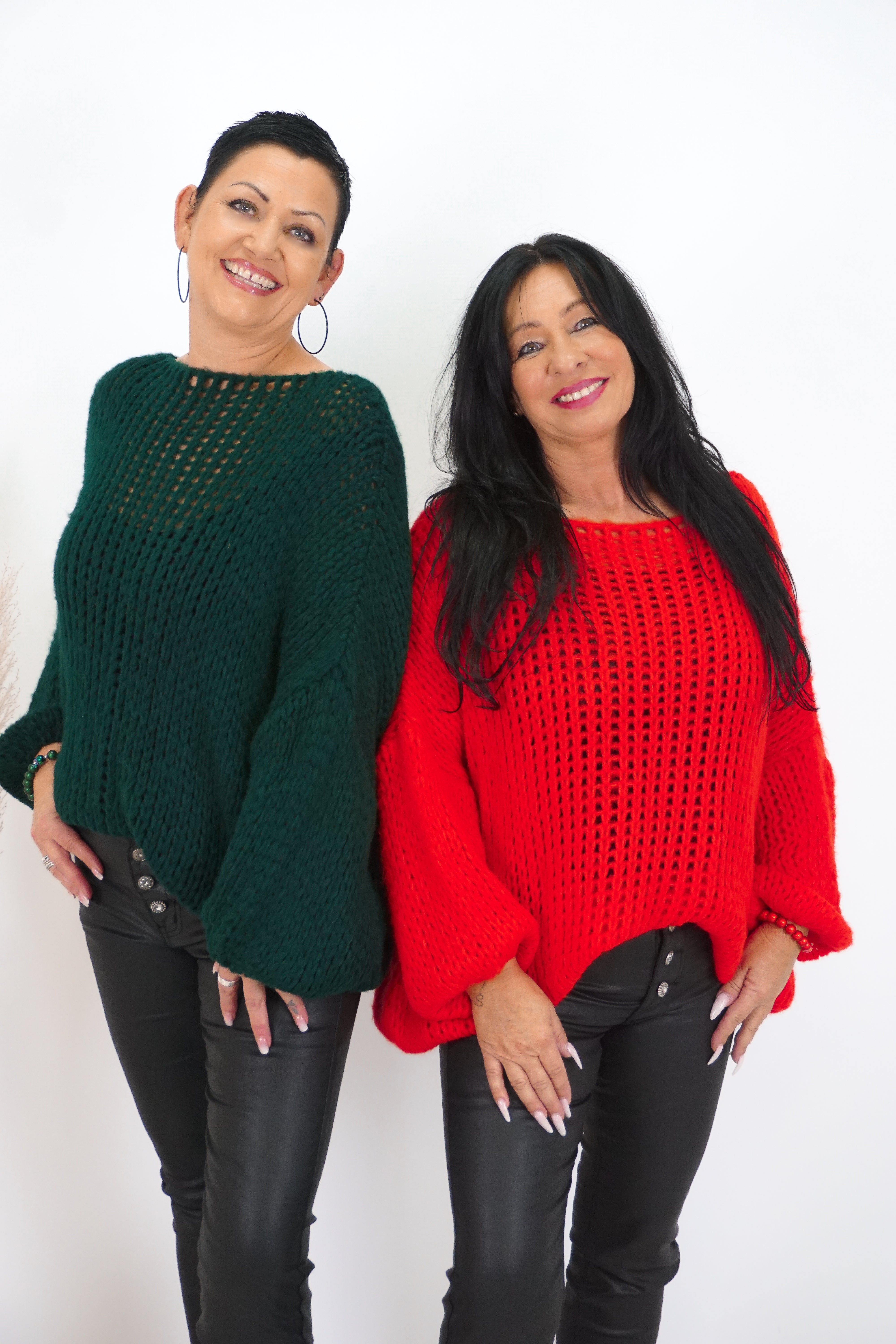 Grober Basic Strickpulli, tannengrün