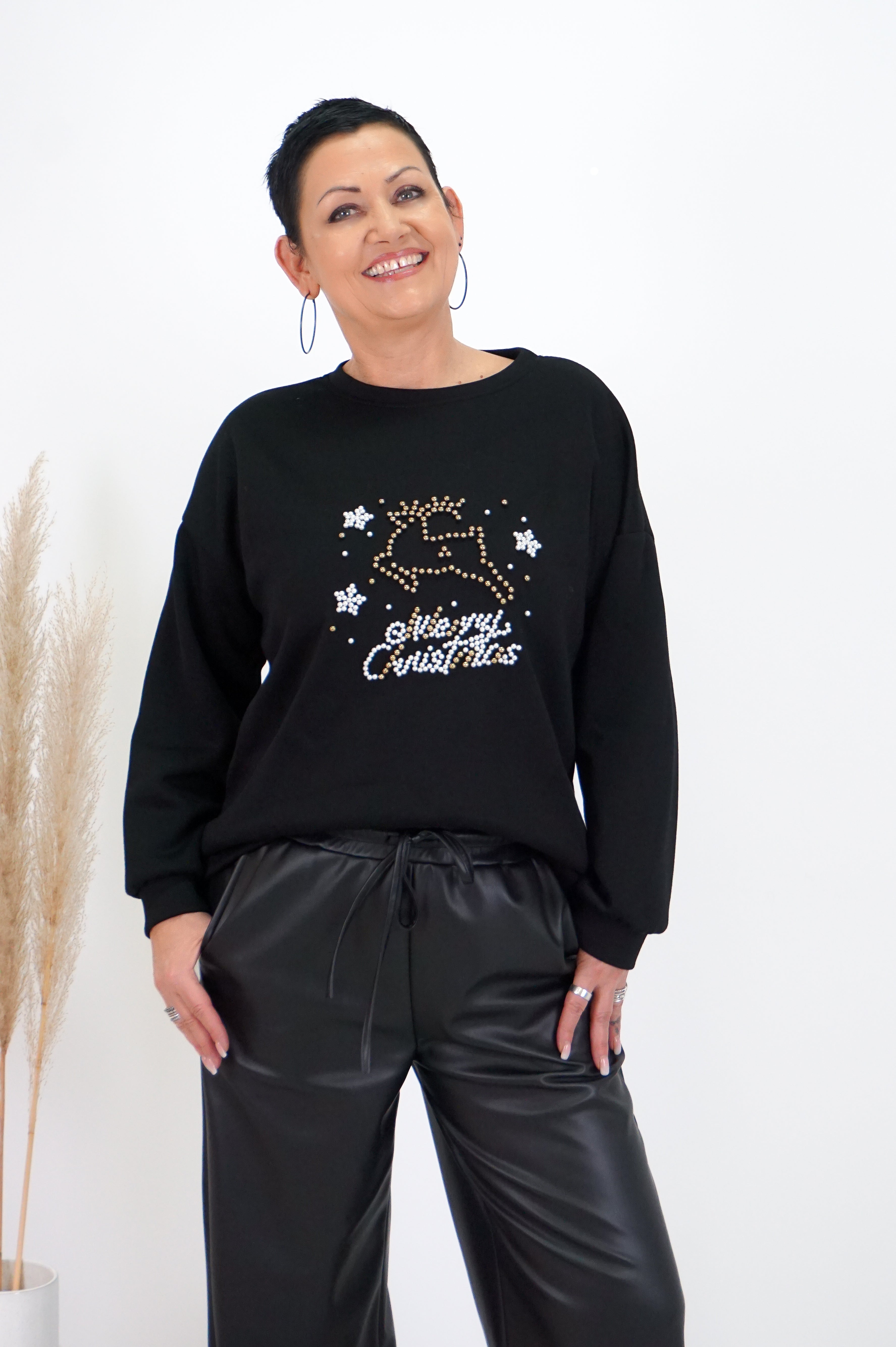 Sweatshirt "Merry Christmas", schwarz