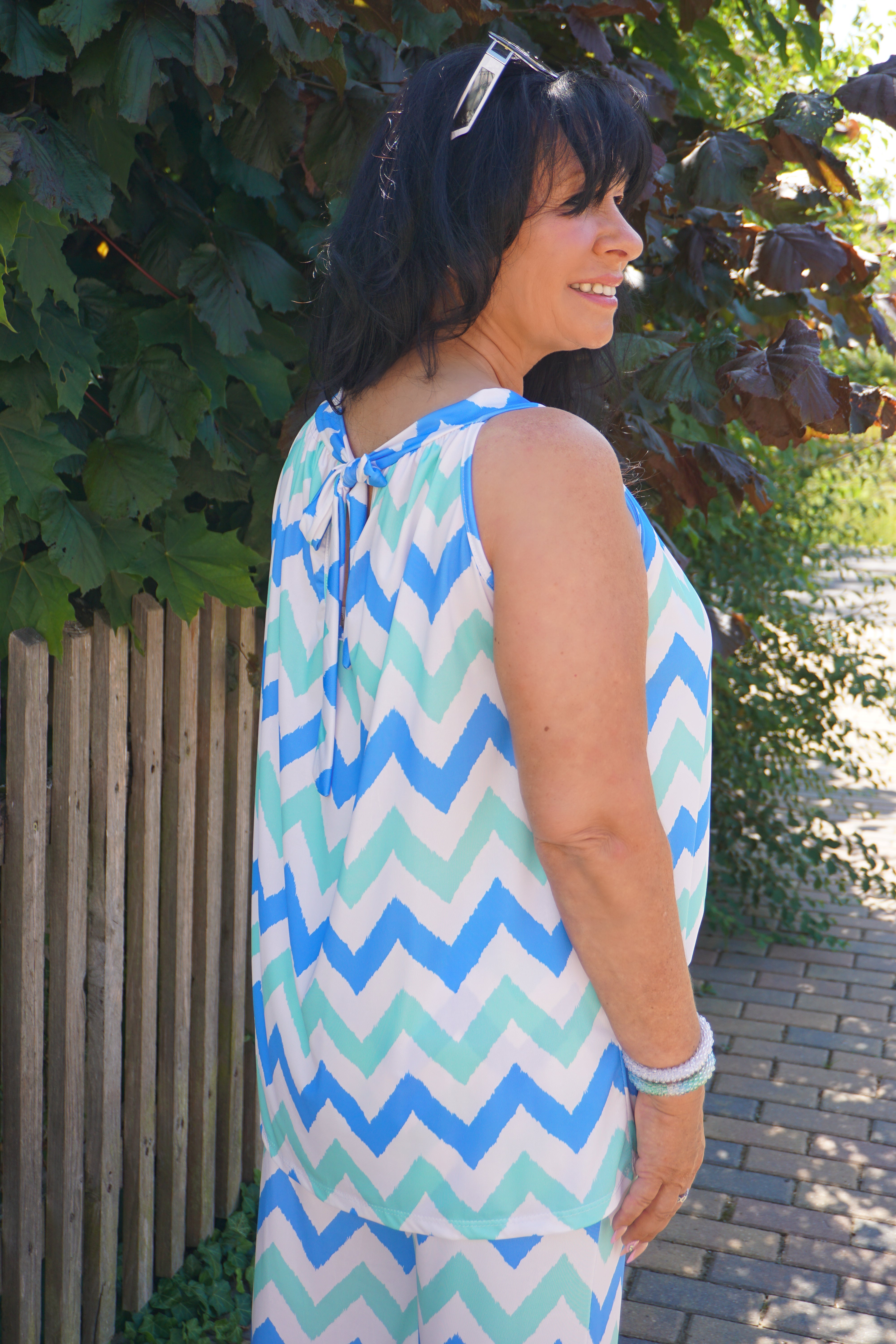 Zweiteiler Top mit Print, blau/mint