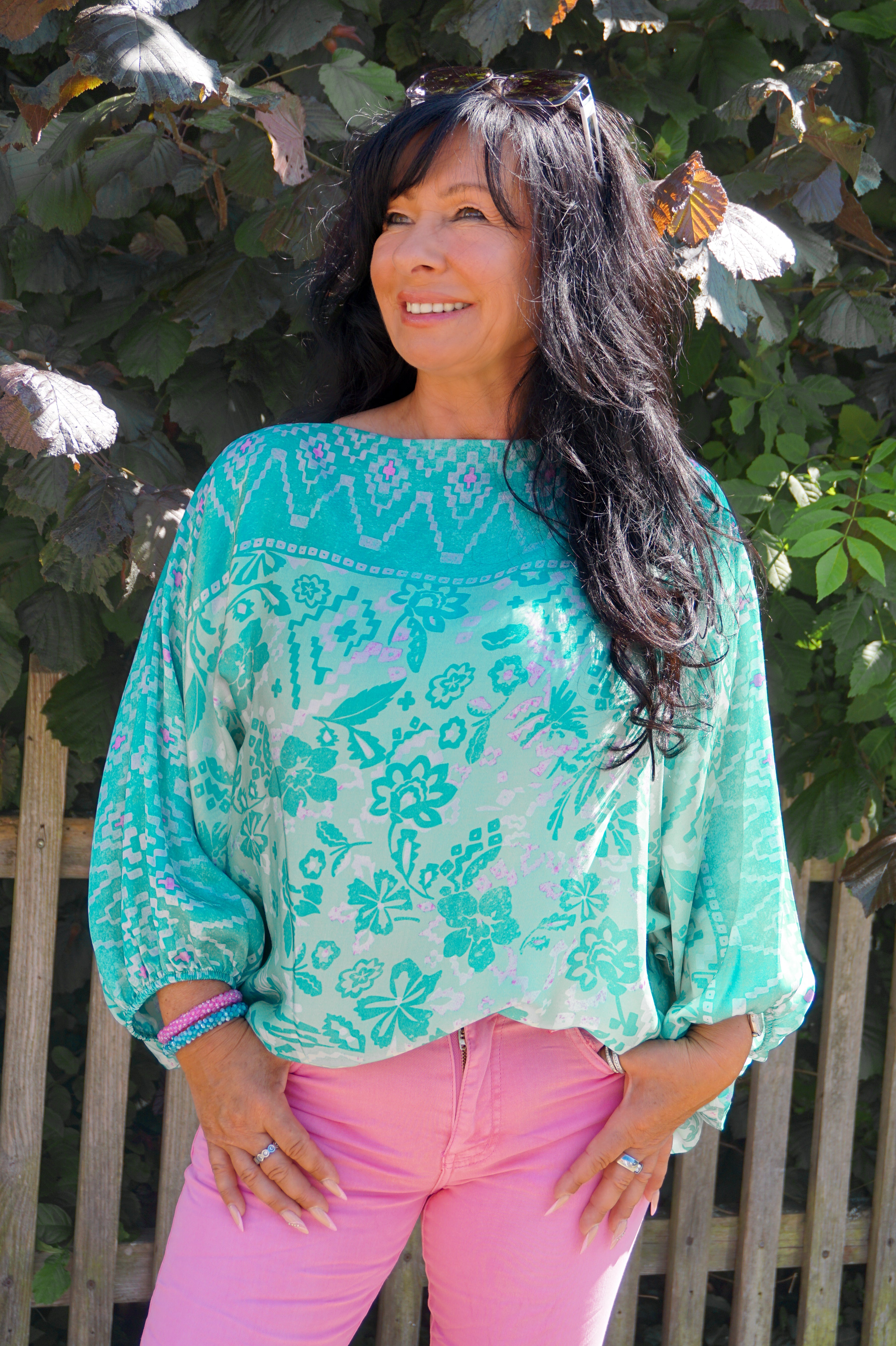 Zweiteiler Satinbluse