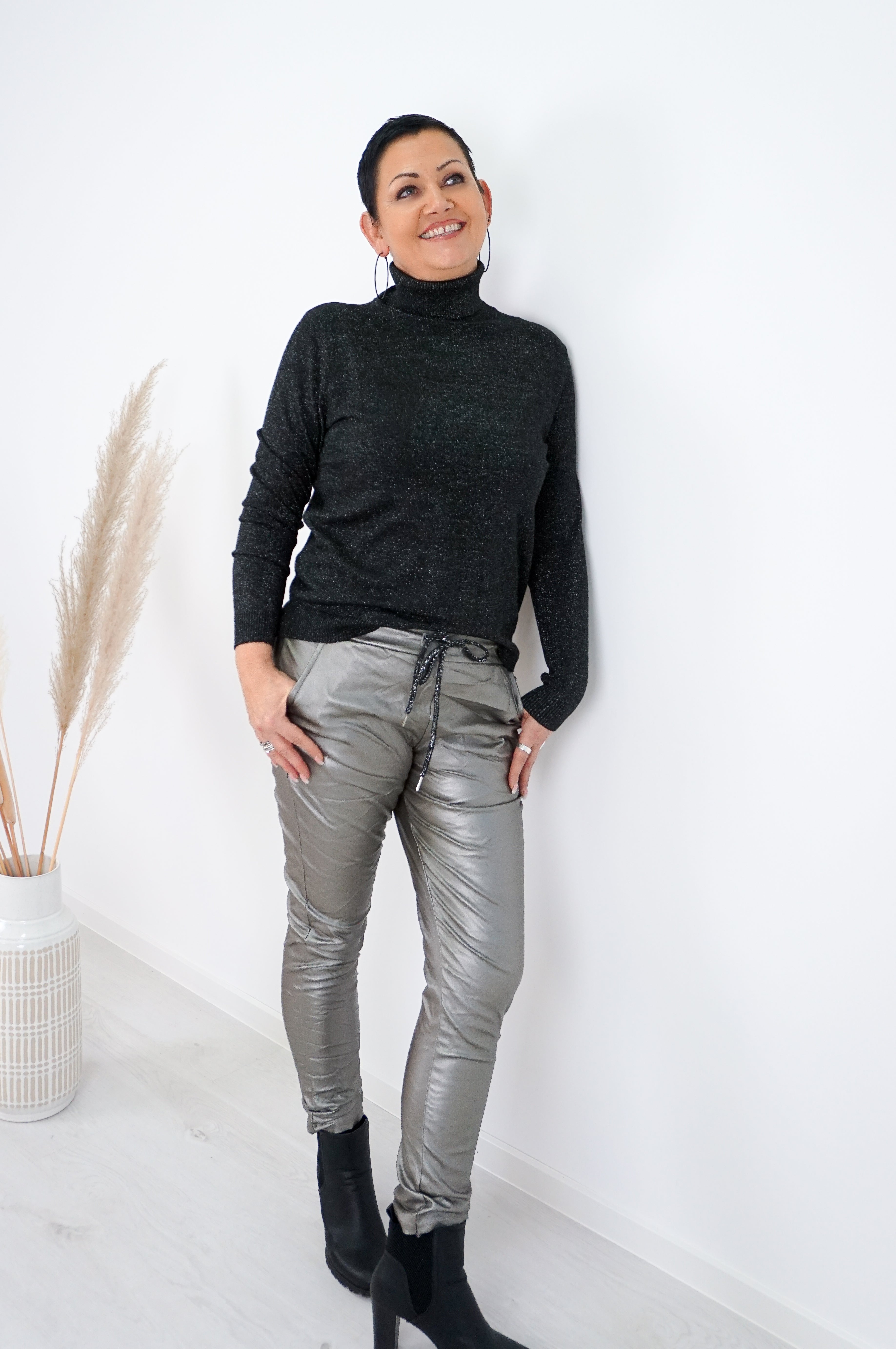 Feinstrickrolli "sparkle", schwarz