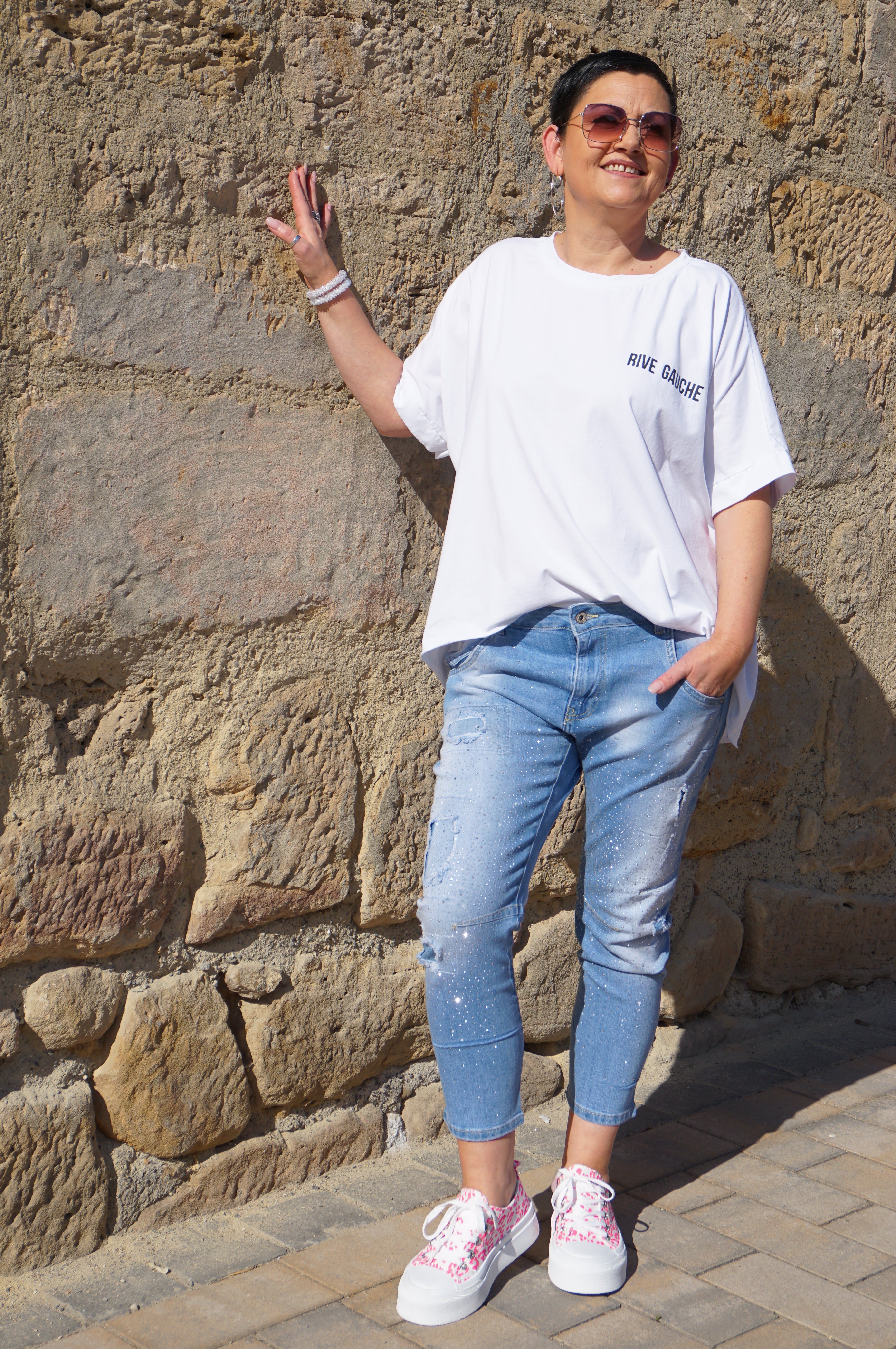 Sexy Woman 7/8 Jeans “sparkle“, blau