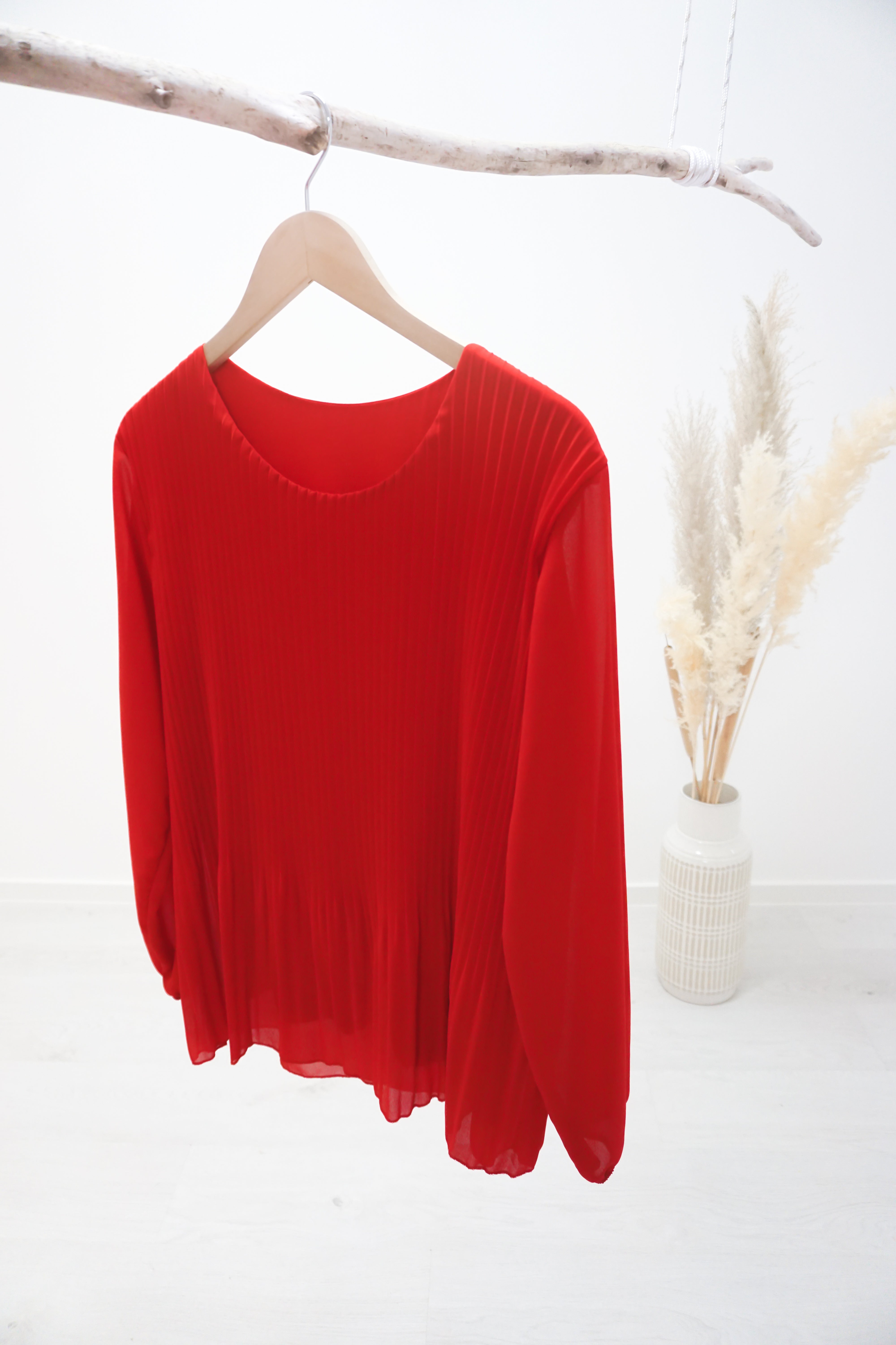 Bluse im Plissee Look vorne, rot