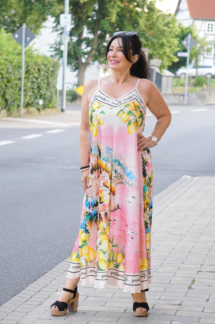 Langes Kleid „Positano“, rosa