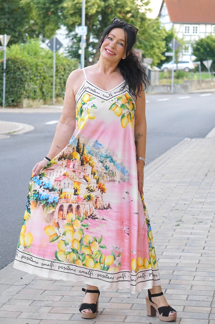 Langes Kleid „Positano“, rosa