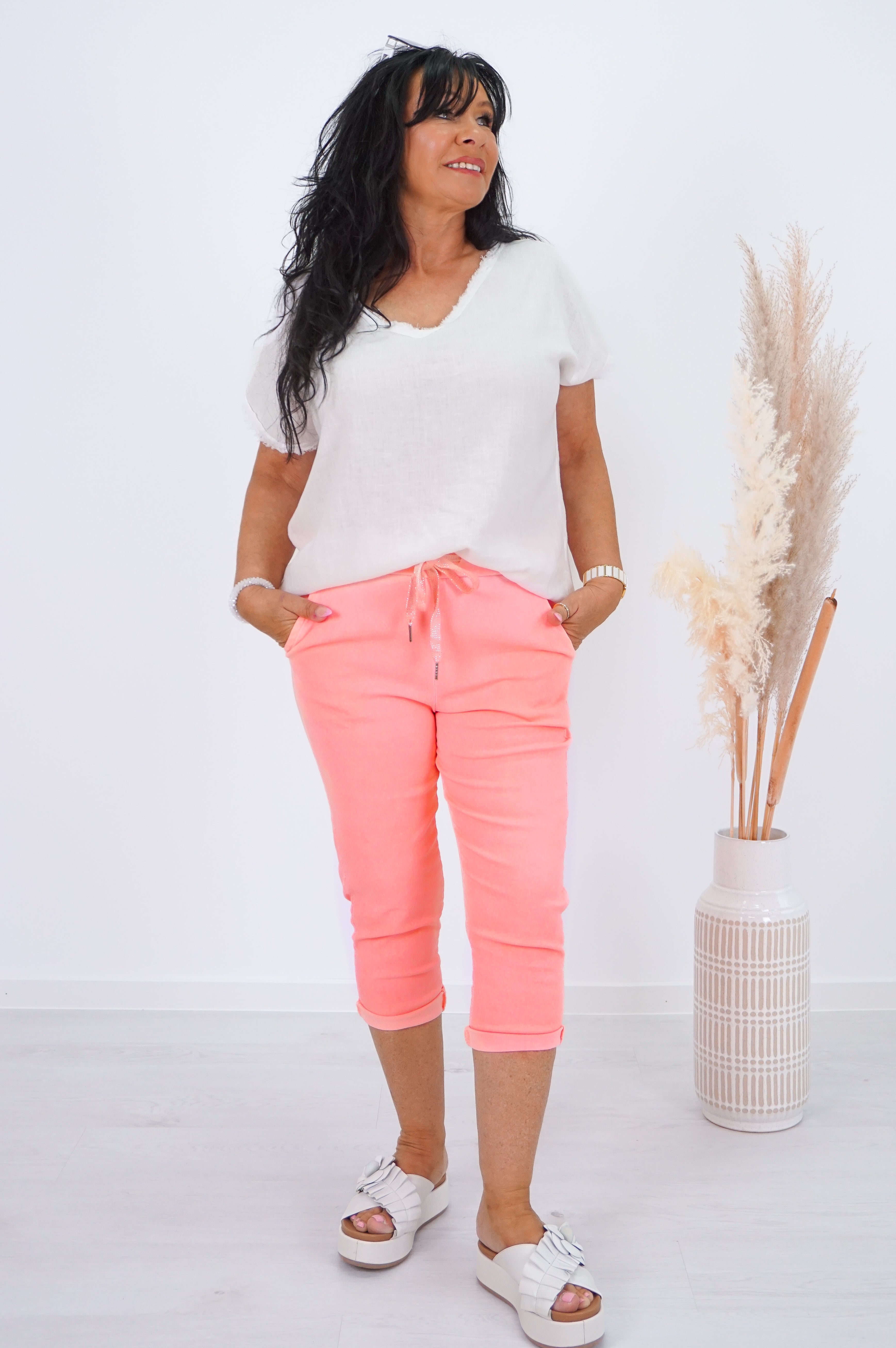 Basic Capri Jogpant, neonkoralle