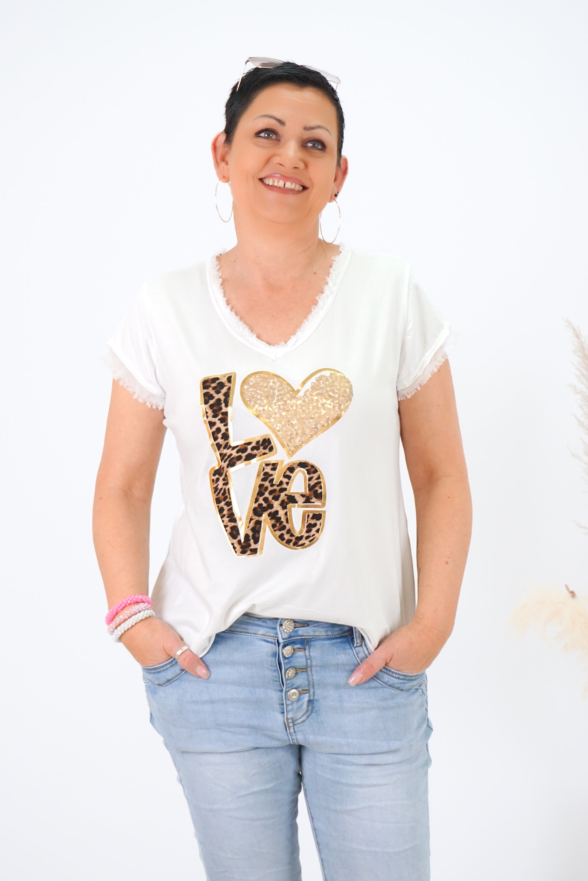 T-Shirt "Leo Love", weiß