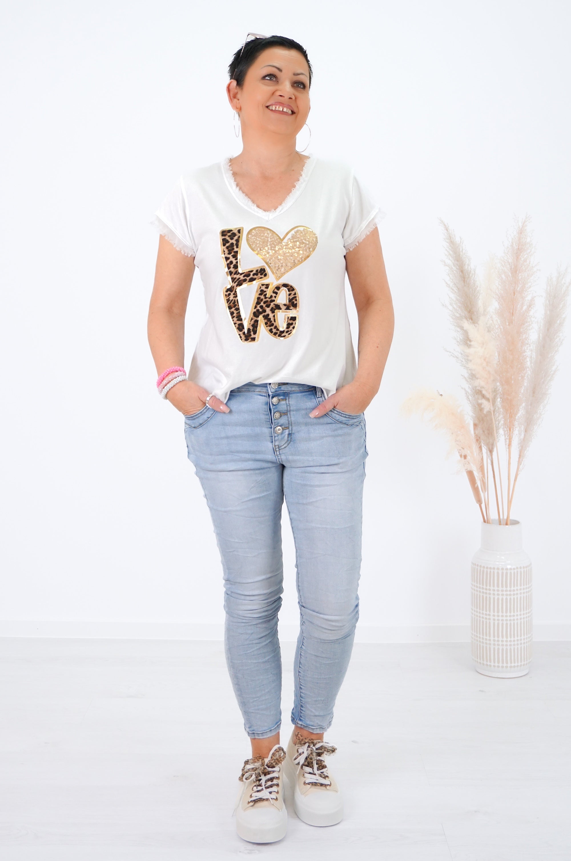 T-Shirt "Leo Love", weiß