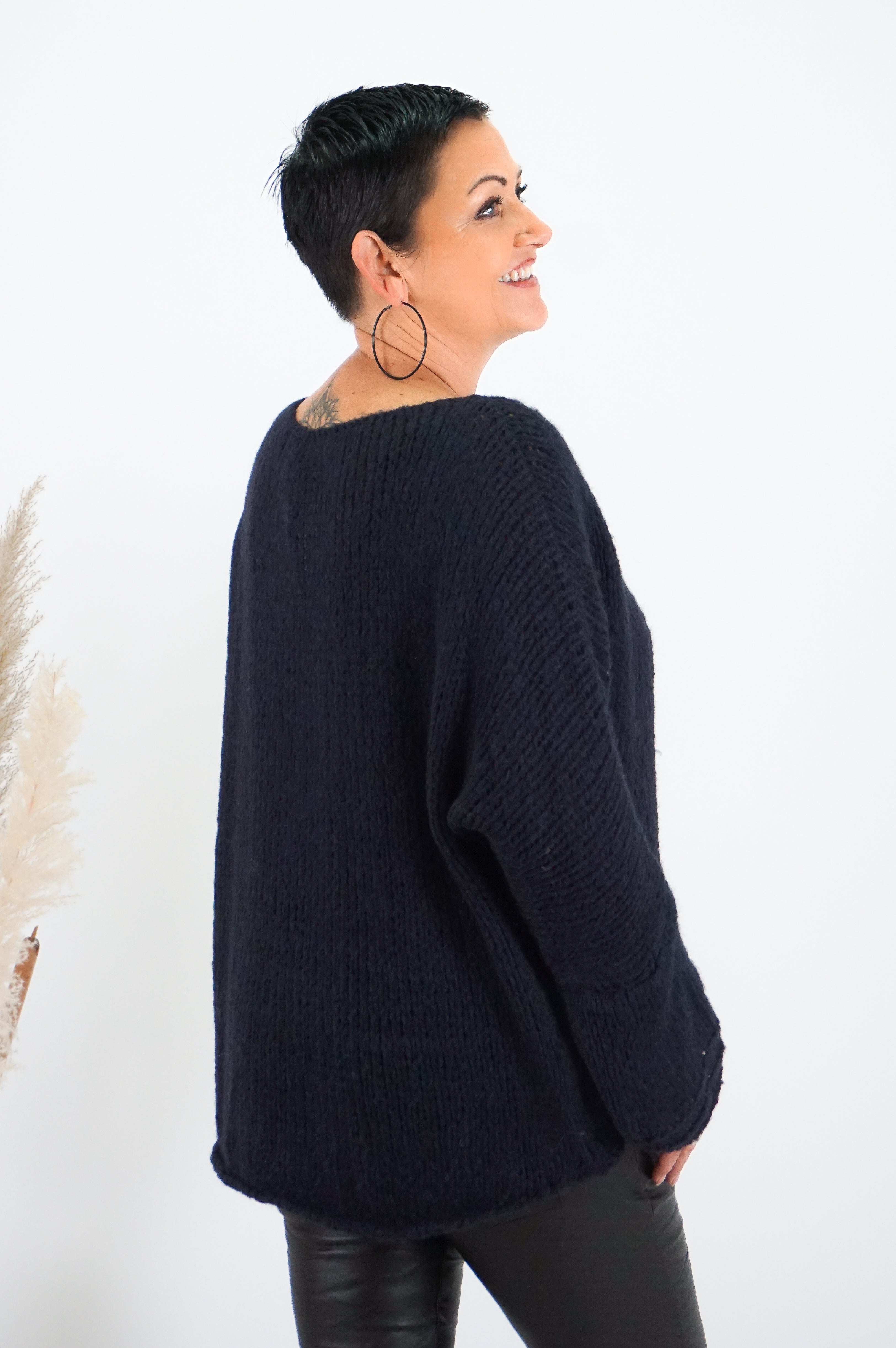 Basic Strickpulli, dunkelblau