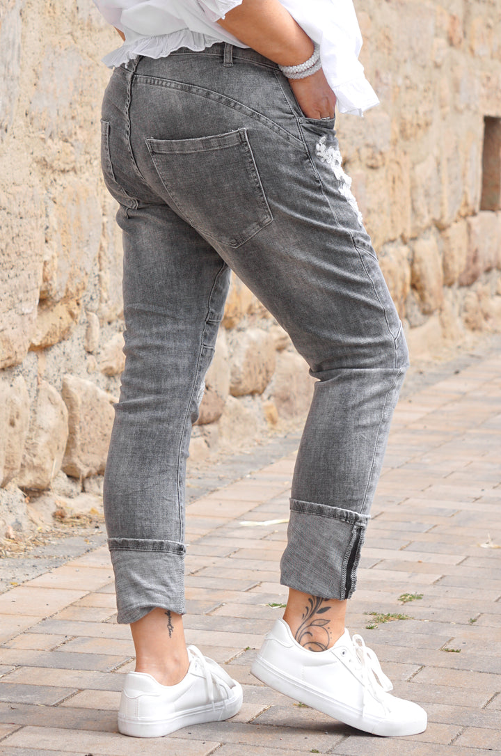 Sexy Woman Jeans „White Couture“, grau