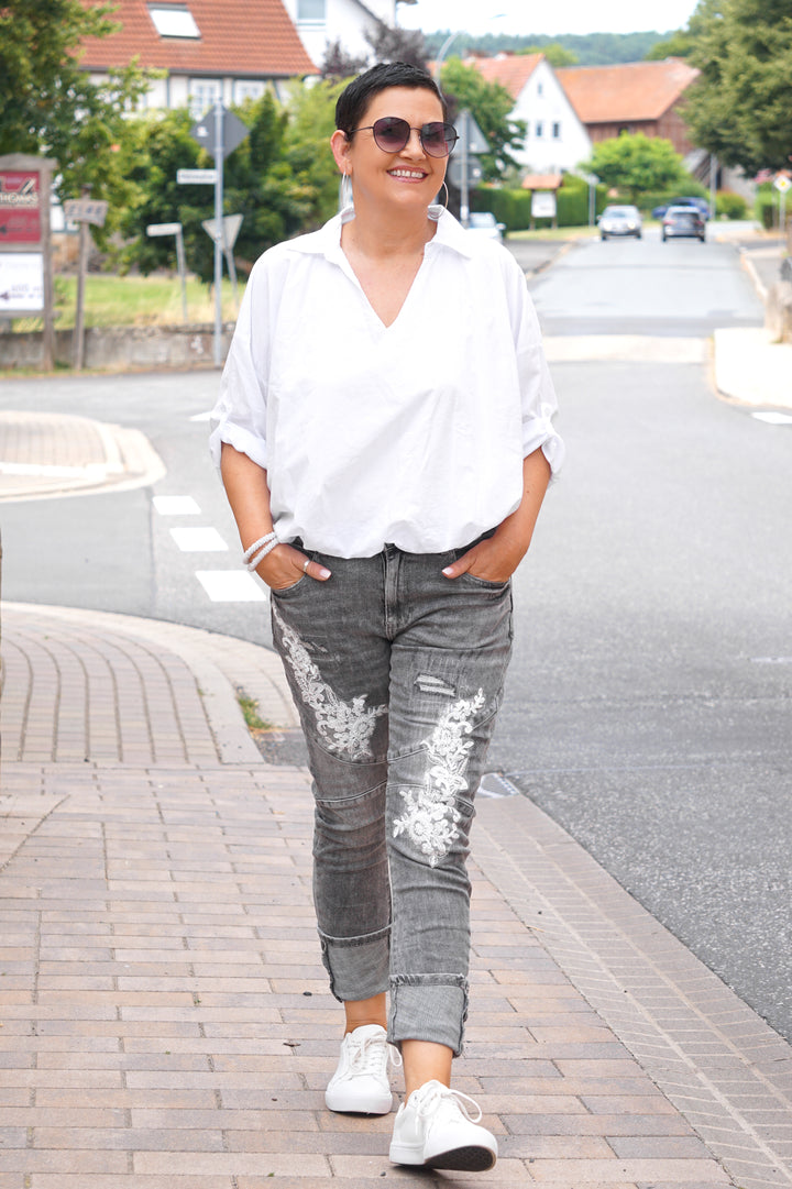 Sexy Woman Jeans „White Couture“, grau