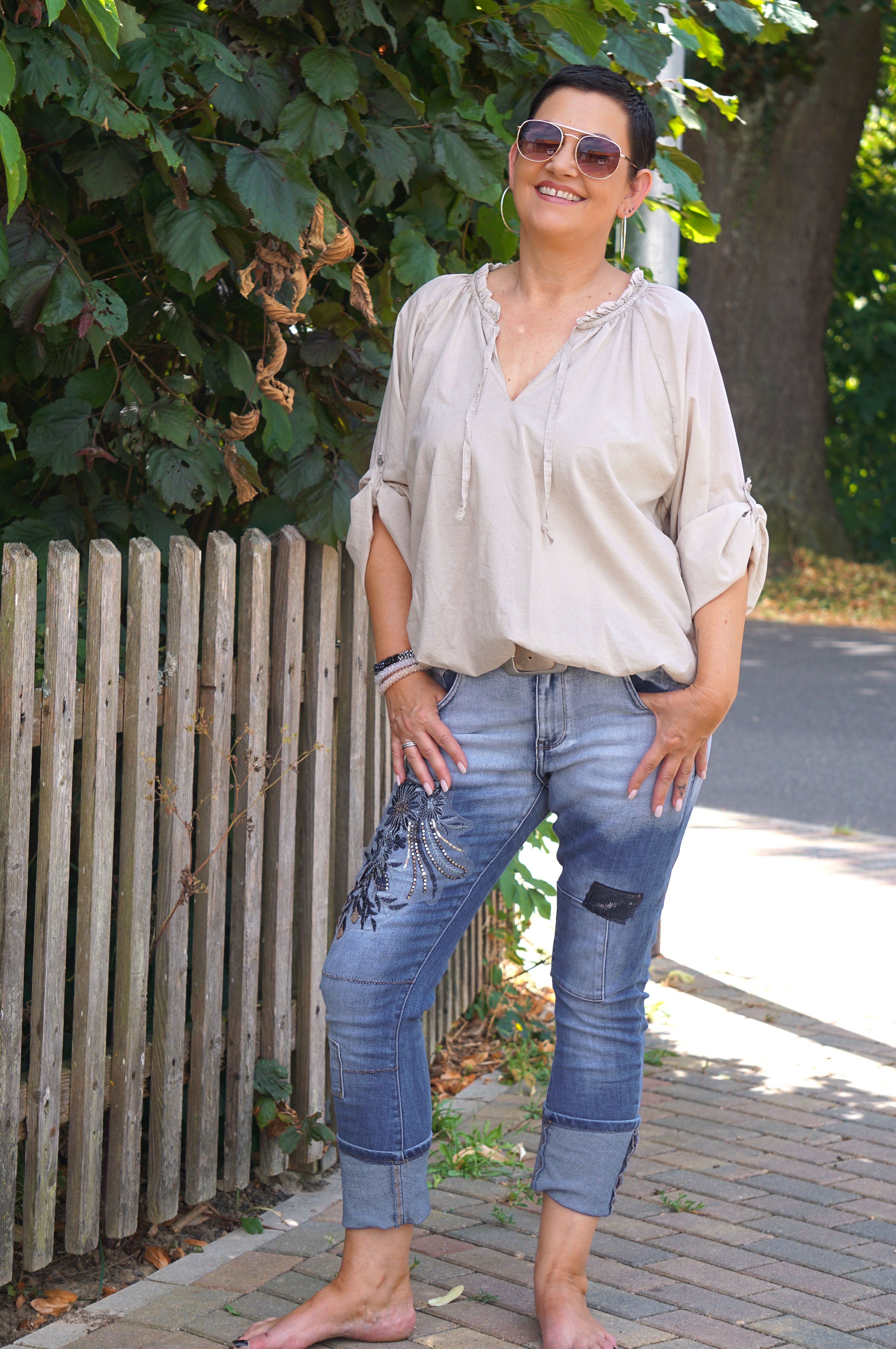Ballonbluse, beige