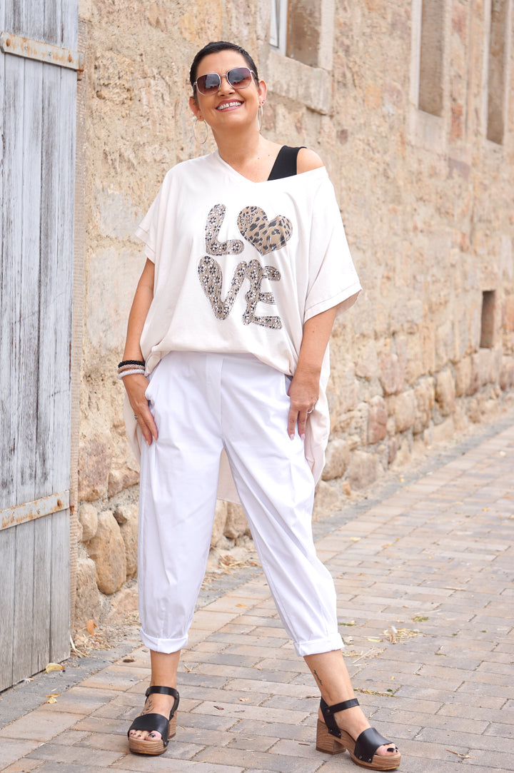 T-Shirt „Leo Love“, beige
