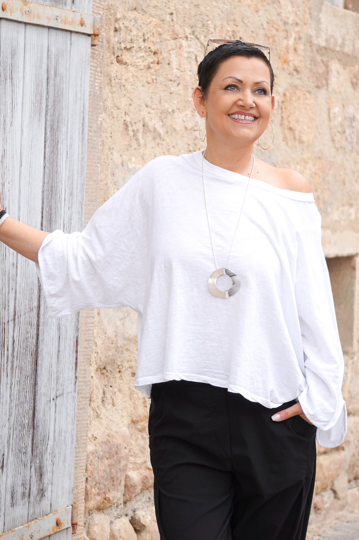 Basic Langarmshirt, weiß
