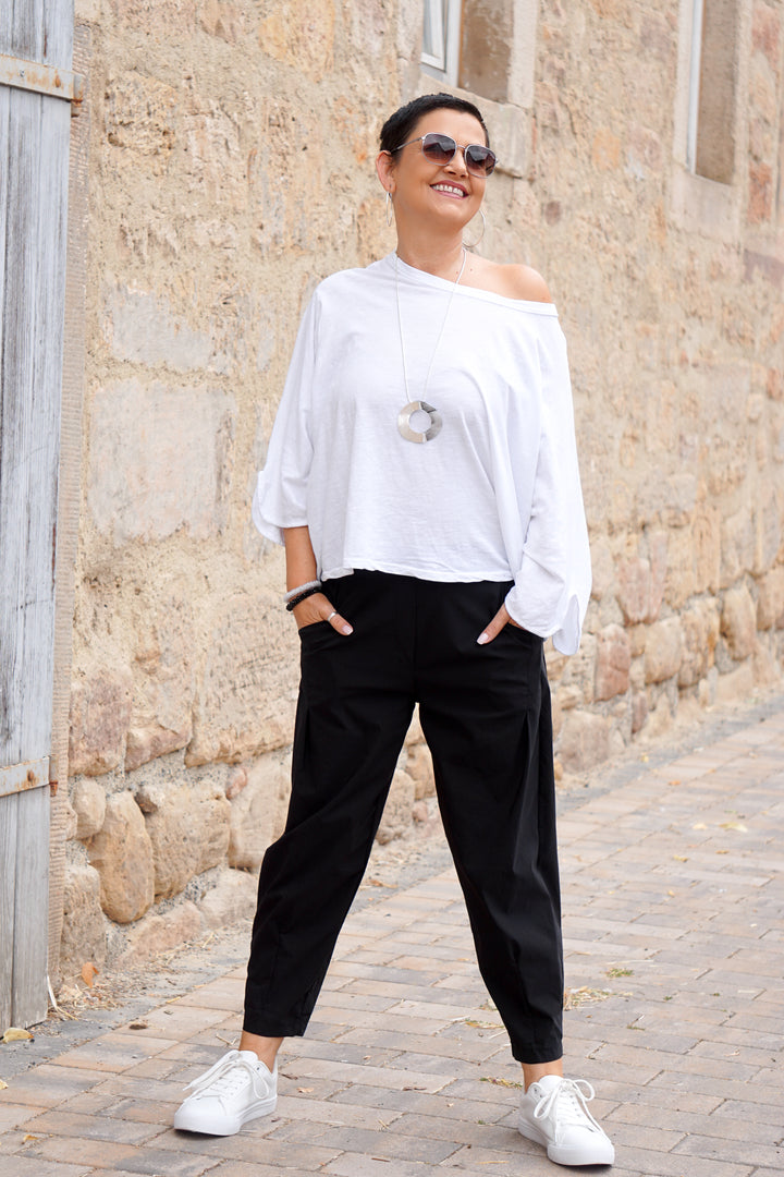 Basic Langarmshirt, weiß