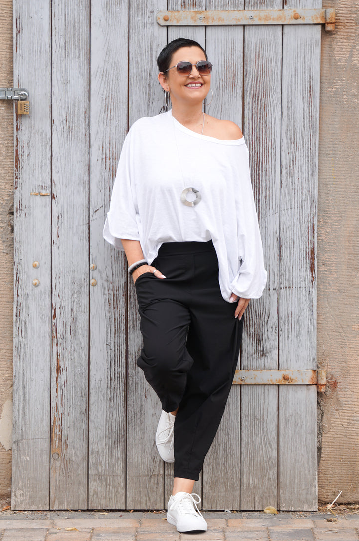 Basic Langarmshirt, weiß