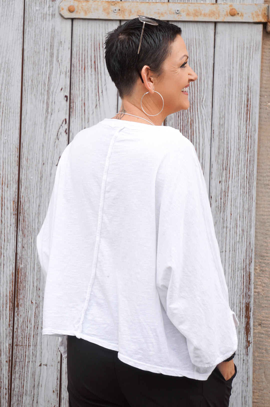 Basic Langarmshirt, weiß
