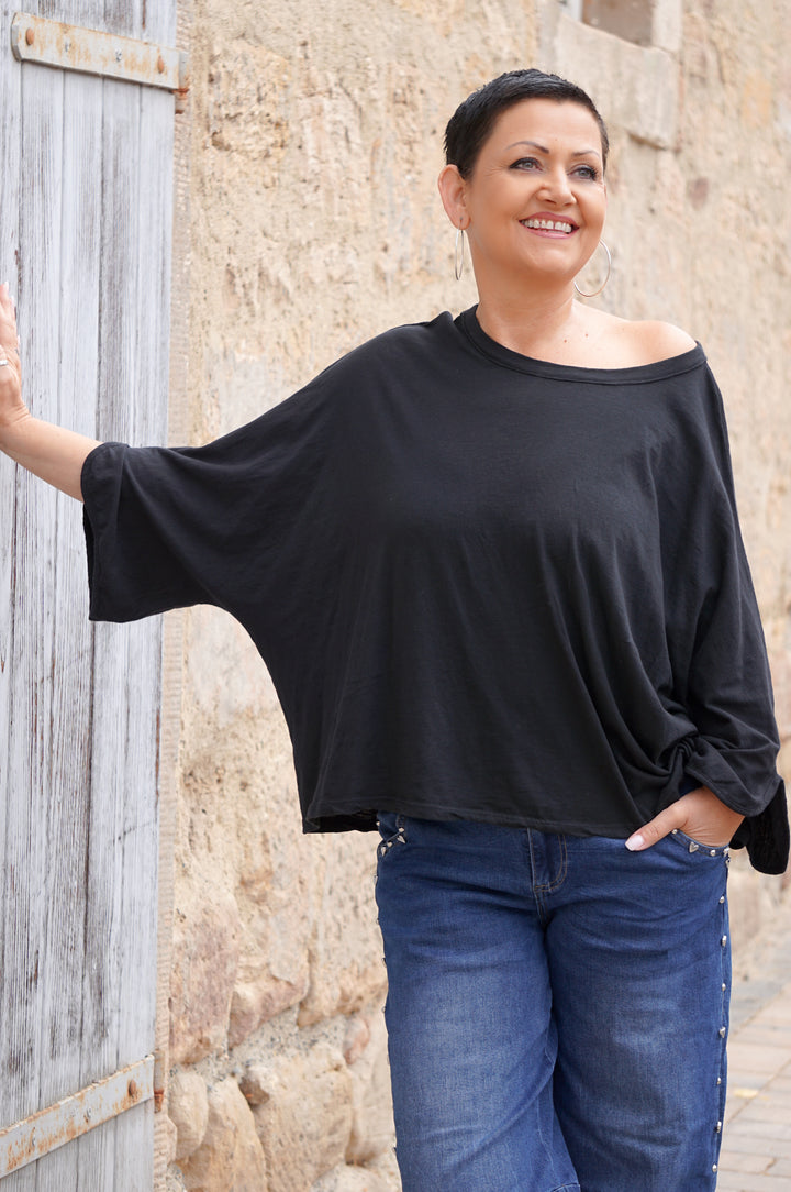 Basic Langarmshirt, schwarz