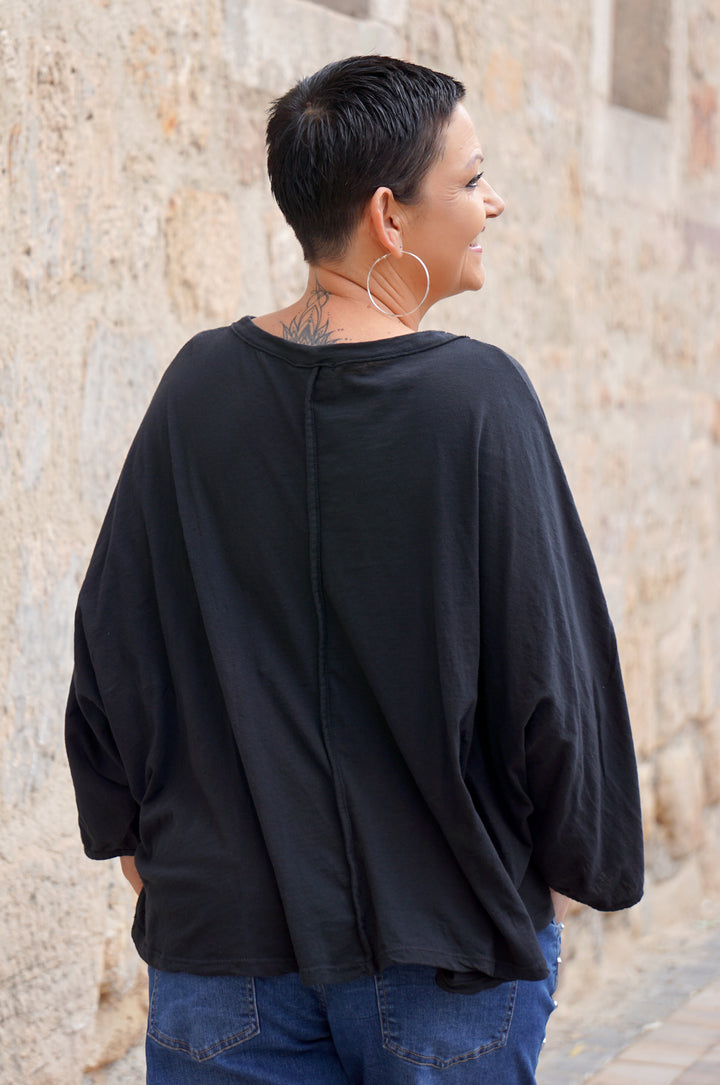 Basic Langarmshirt, schwarz