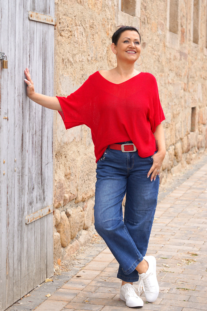 Sexy Woman Barrel Jeans mit Nieten, blau