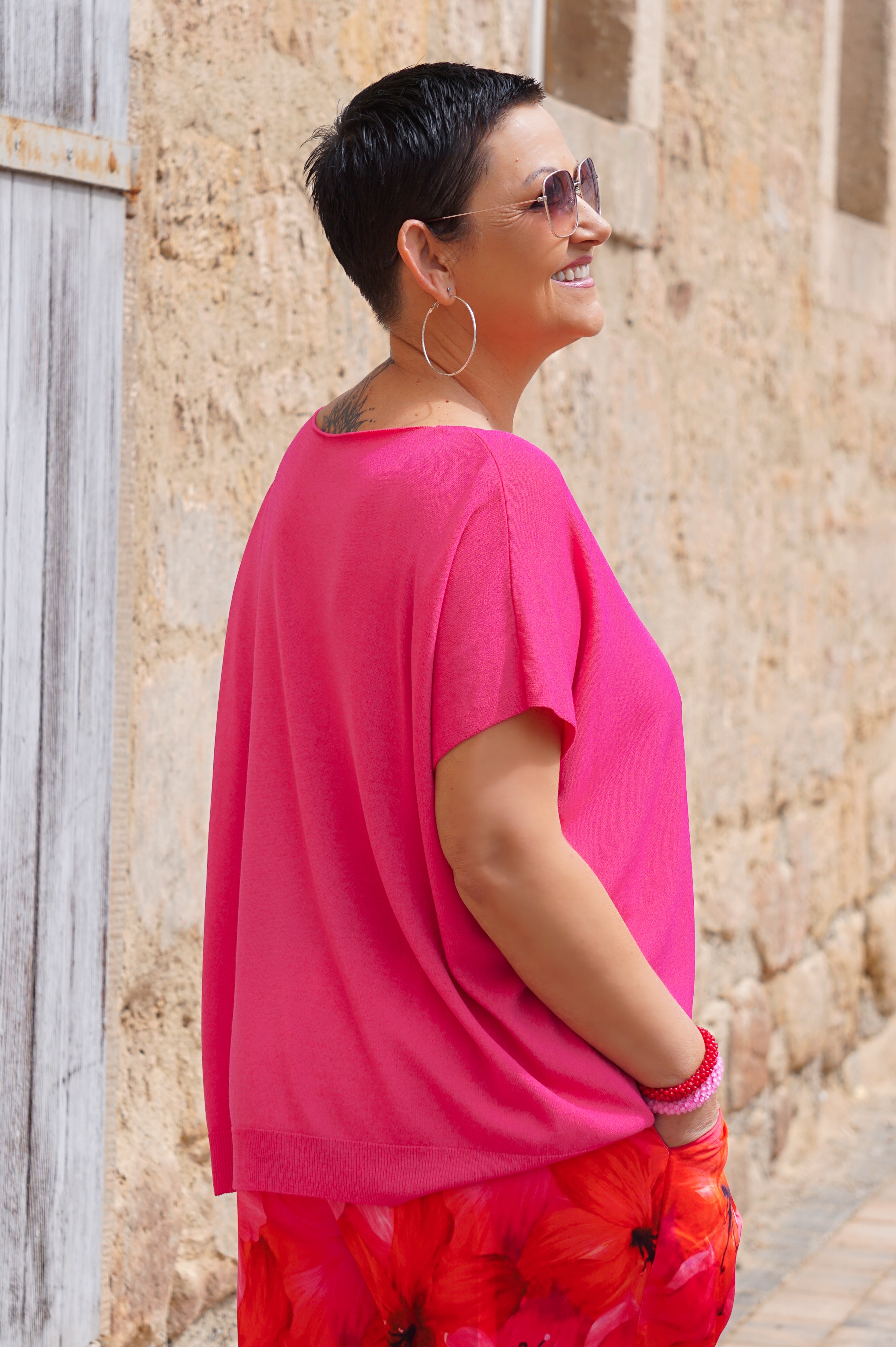 Basic Feinstrickshirt, pink