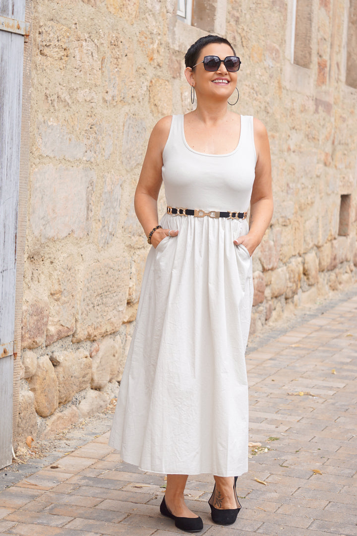 Baumwollkleid, beige