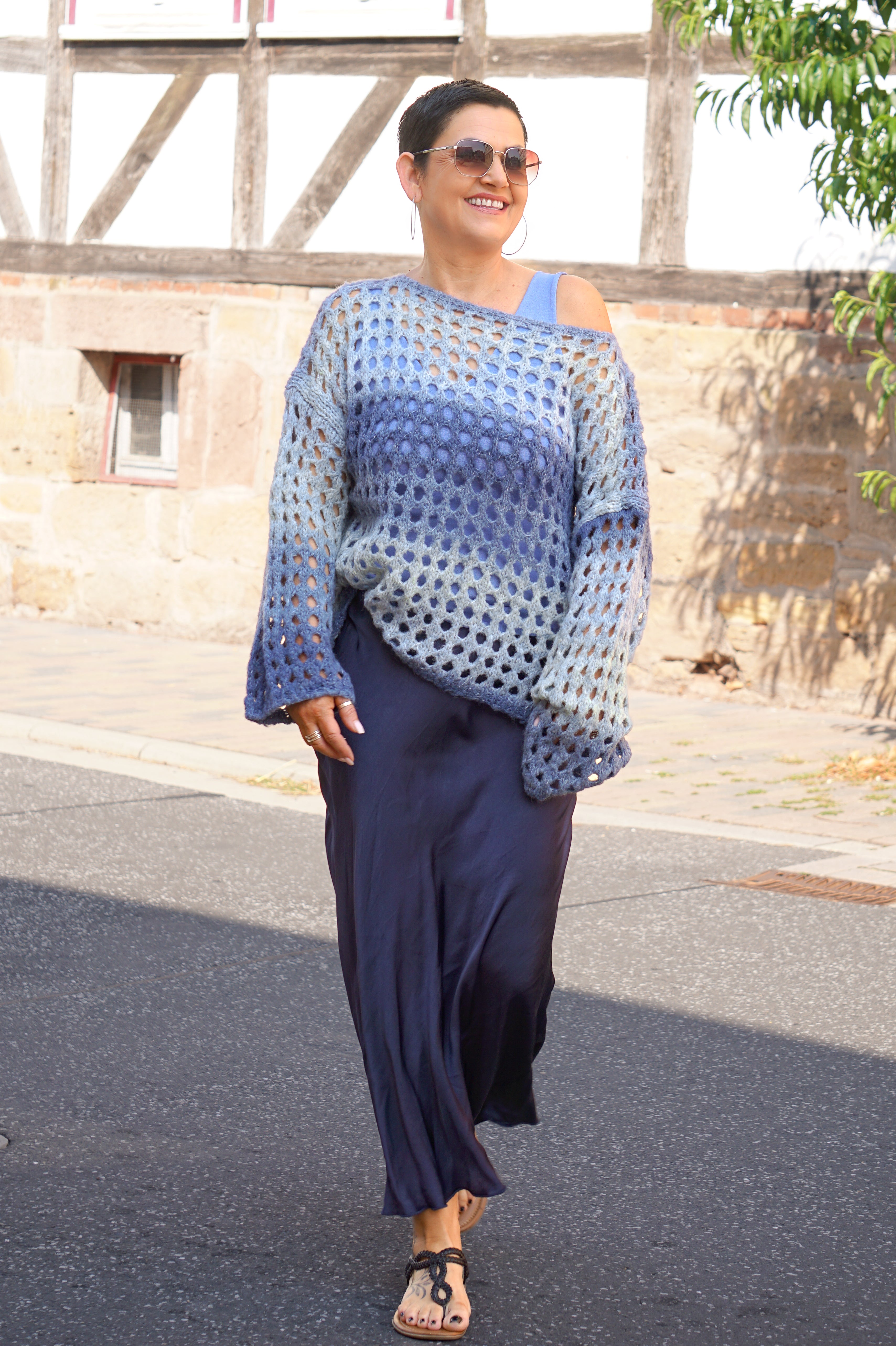 Basic Feinstricktop, blau