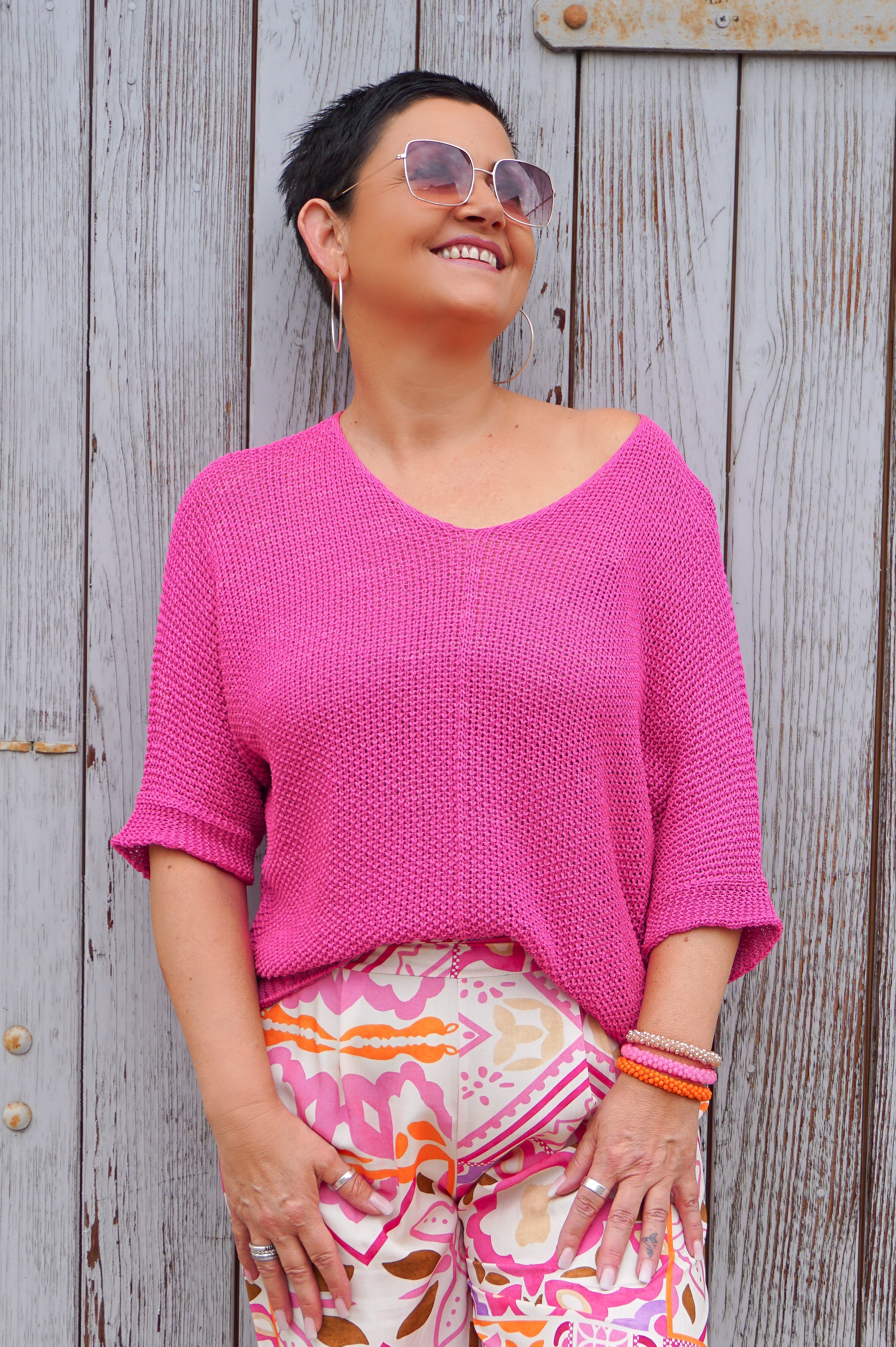 Basic Häkelshirt, pink