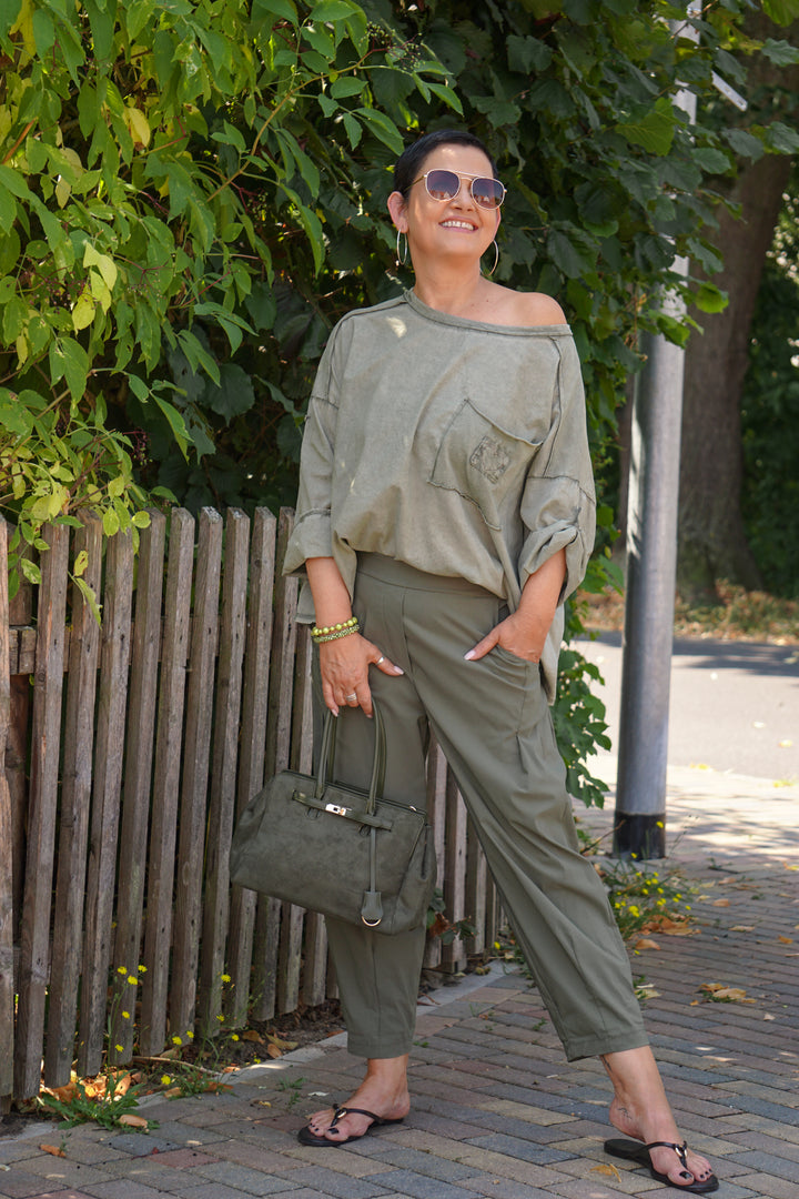 Tasche in Wildleder-Optik, khaki