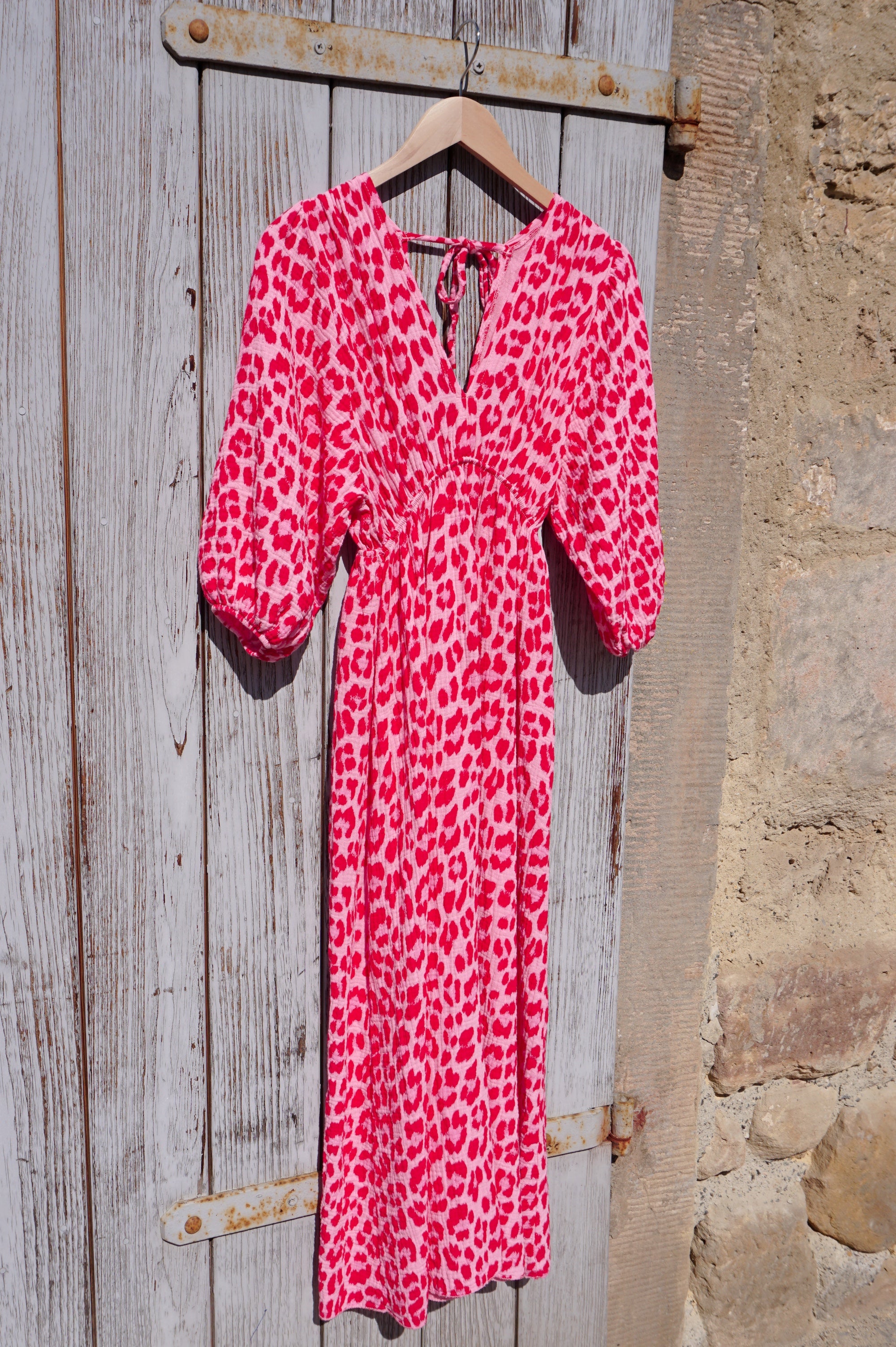 Musselin Kleid "Leo", rosa/rot