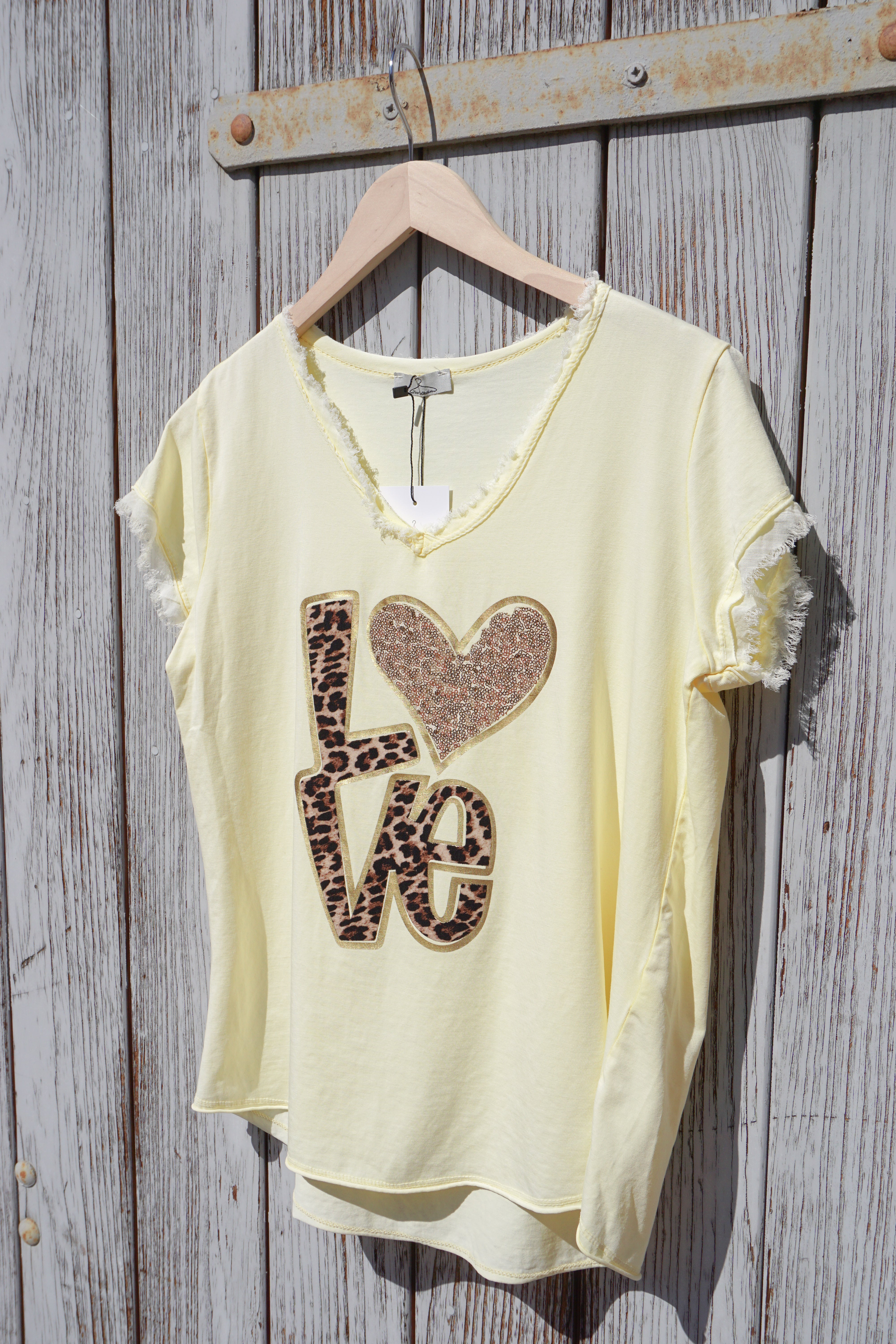 T-Shirt "Leo Love", gelb