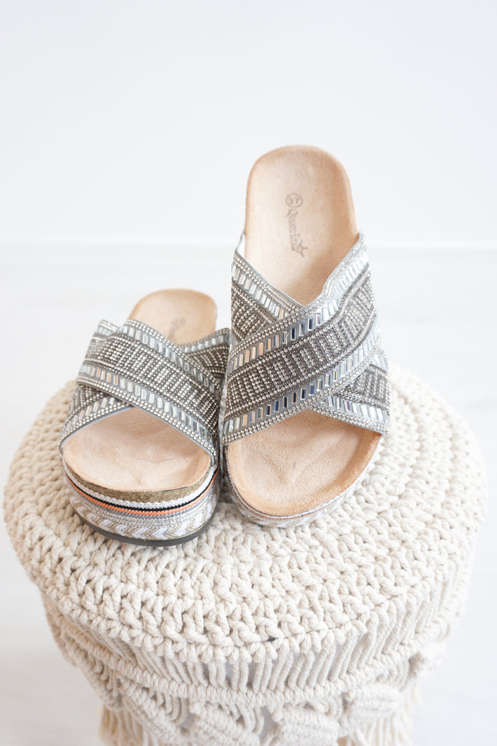 Pantolette mit Plateau „sparkle“