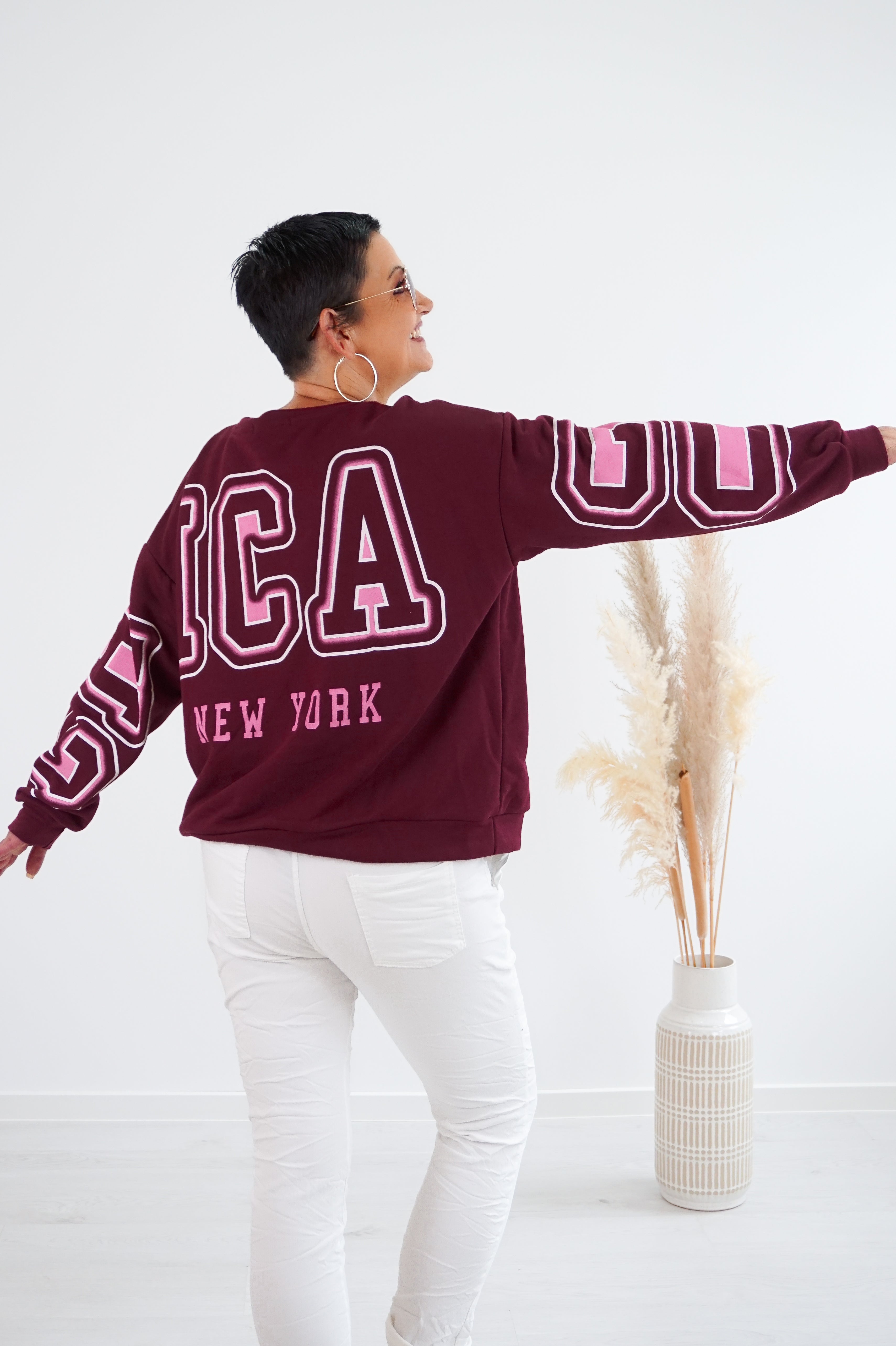 Sweatshirt "CHICAGO", bordeaux