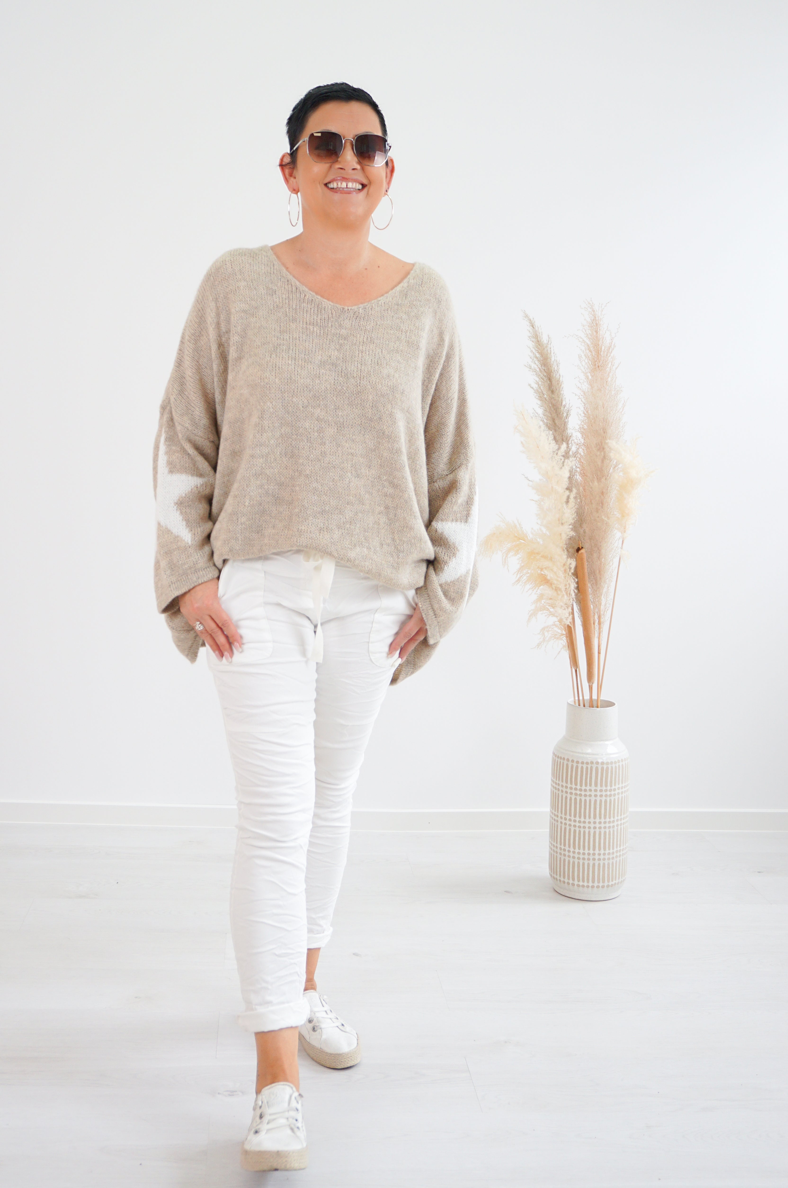 Strickpulli "EASY", beige/off white