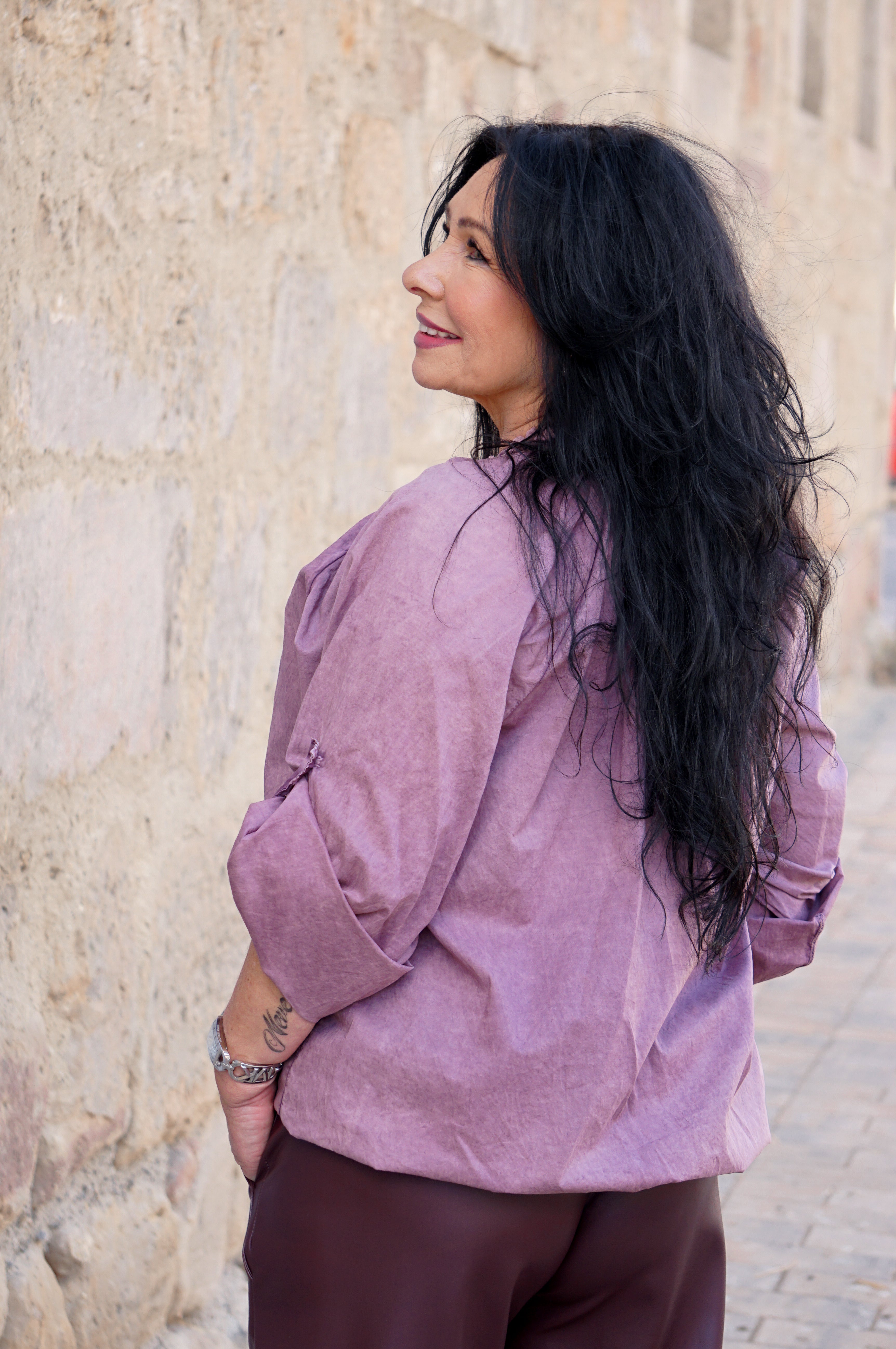 Ballonbluse, aubergine