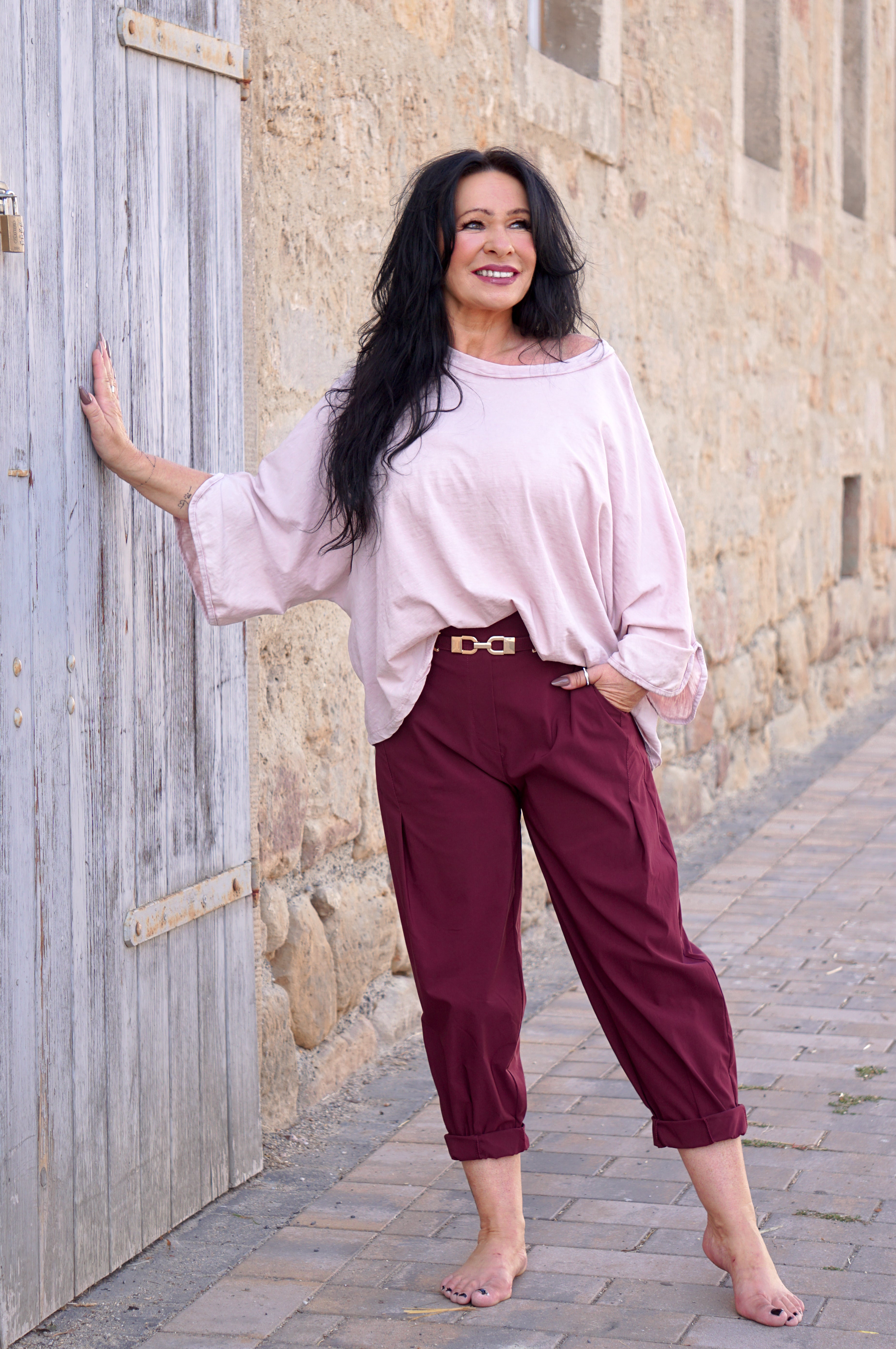 Basic Langarmshirt, rose